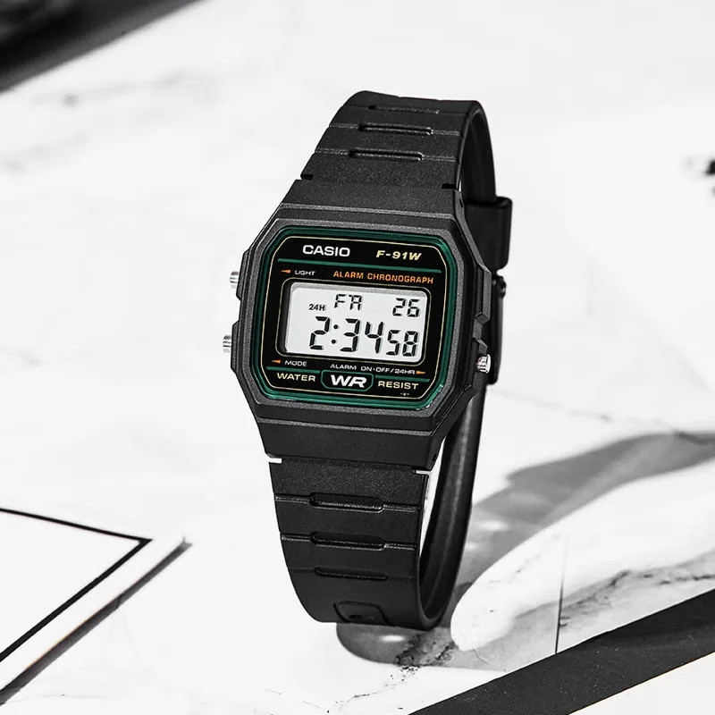 Casio F‑91W Series Retro Digital Watch LED Light Alarm Waterproof Quartz