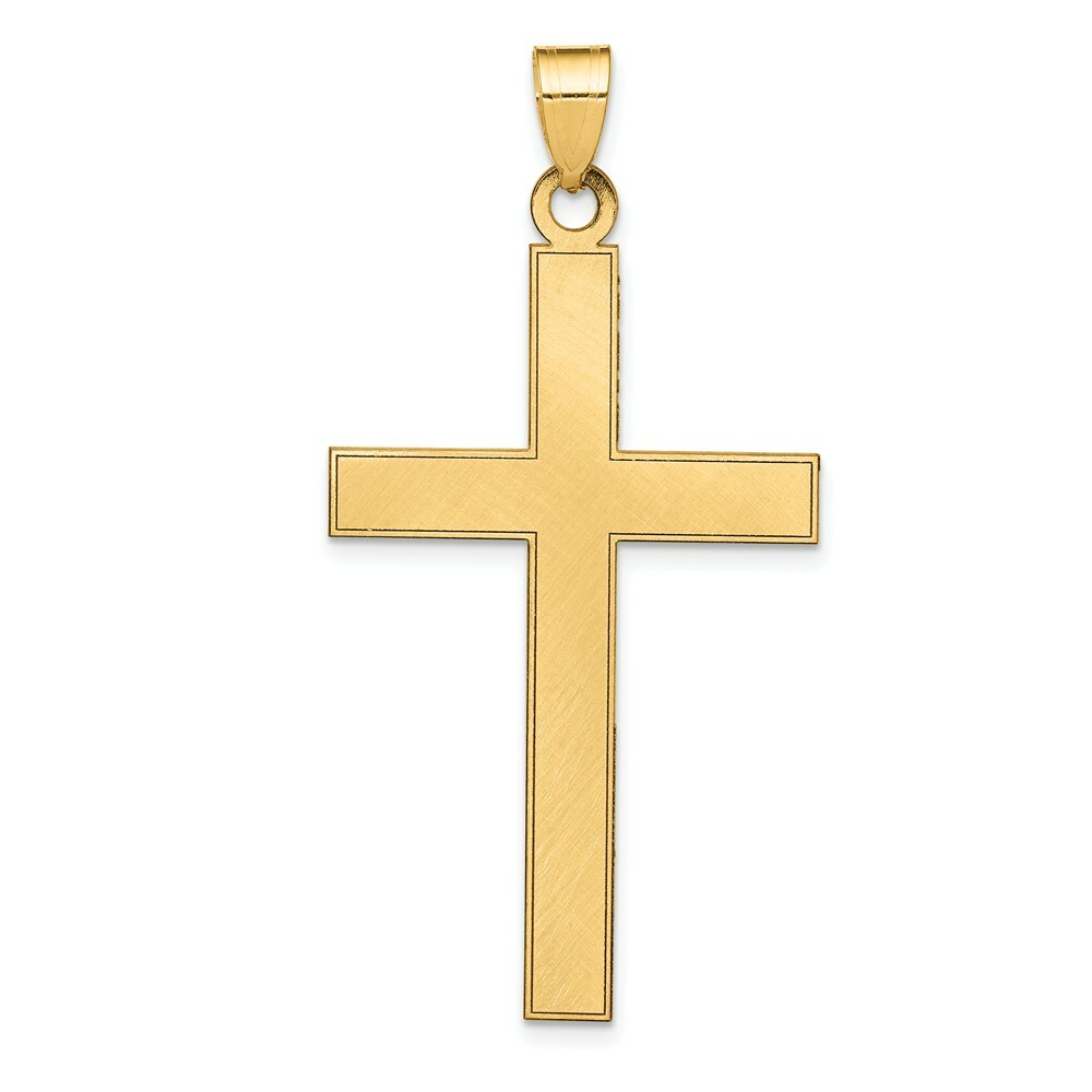14K Yellow Gold Polished Flat Die Struck Crucifix Cross Religious Charm Pendant