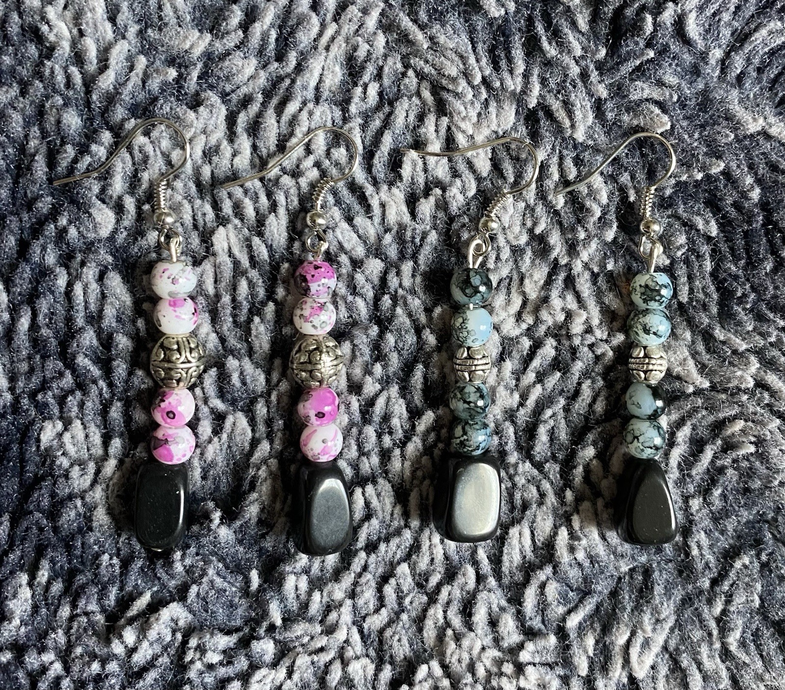 Handmade Multicolored Beaded Dangle Drop Earring Set (2)