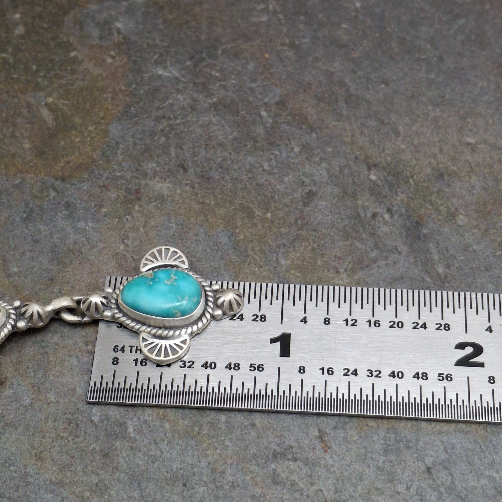 Lone Mountain Turquoise Sterling Silver Y-Drop Lariat Necklace Boho Southwestern