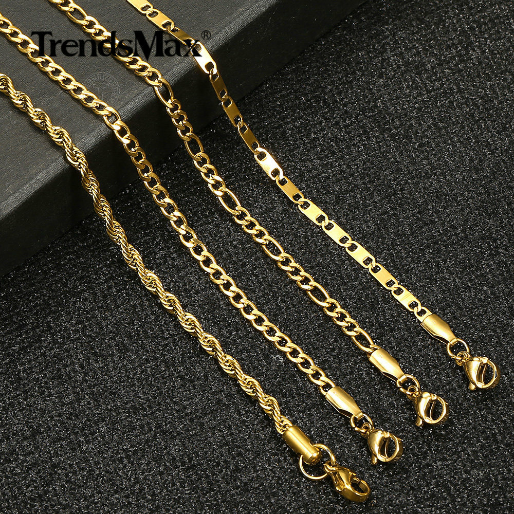 For Women 10″ Gold Plated Stainless Steel Chain Anklet Bracelet Figaro/Curb/Rope