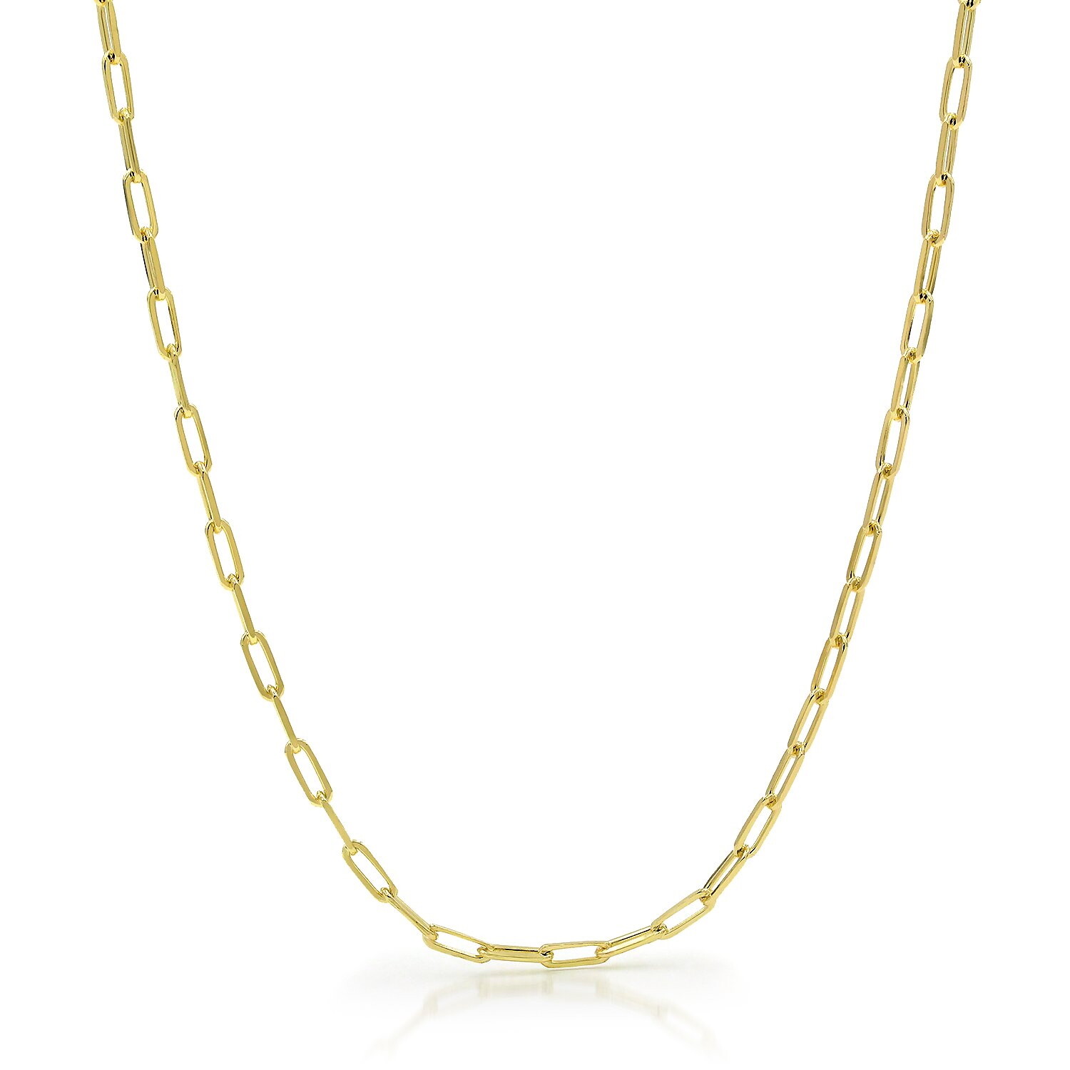 14k Yellow Gold 3mm Paperclip Chain Rolo Elongated Link Cable Necklace Women 16″