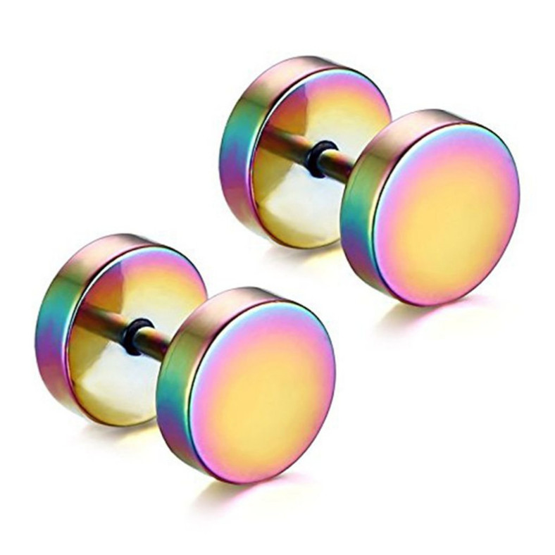 2pcs Round Barbell Stainless Steel Men Women 3-14mm Dumbbell Ear Stud Earrings