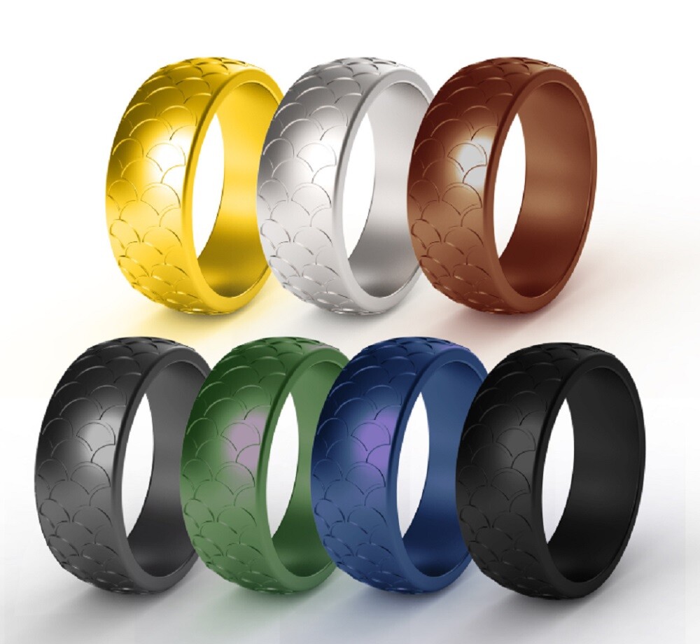 7 Pack Silicone Wedding Rings, Unisex Rubber Bands for Active Lifestyles & Sport