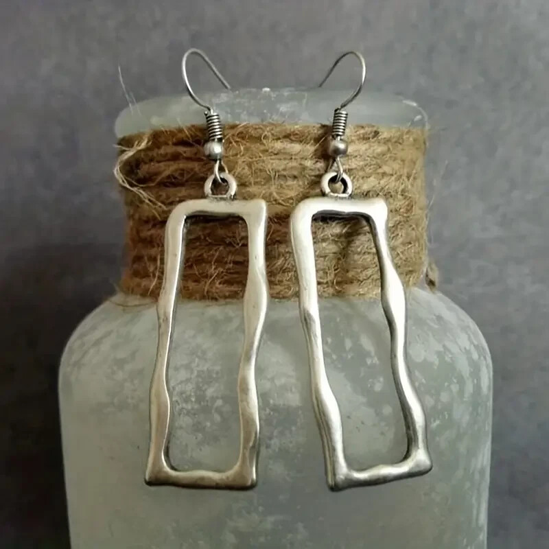 Elegant 925 Sterling Silver Fashion Charms Rectangle Dangle Drop Hook Earrings