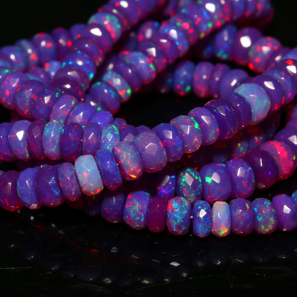 Ethiopian Fire Opal Beads 4-5mm Faceted Rondelle Gemstone Beads 8inch Strand