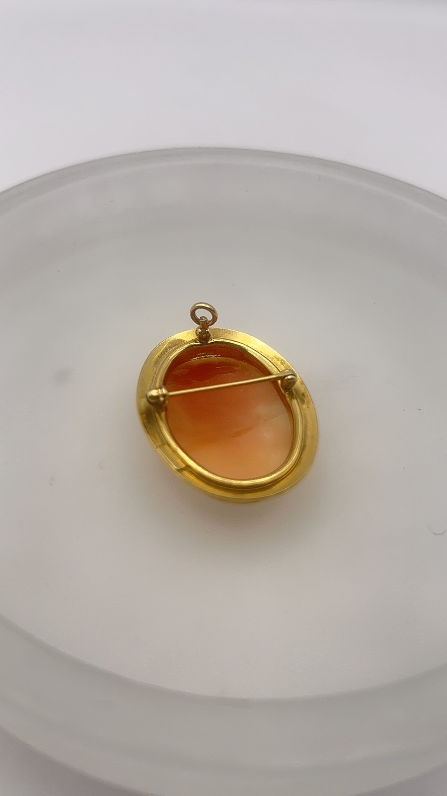 Vintage Oval Shell Cameo Pendant/Brooch, Gold Filled, Signed J.E. Caldwell
