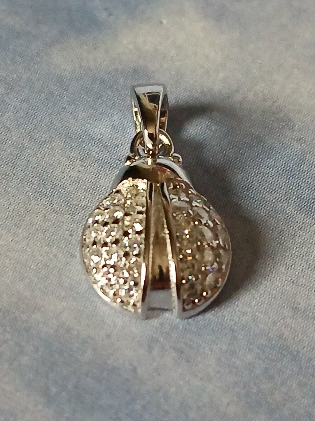 Moissanite Ladybug Pendant .50ctw In Rhodium Platinum Plated Sterling Silver