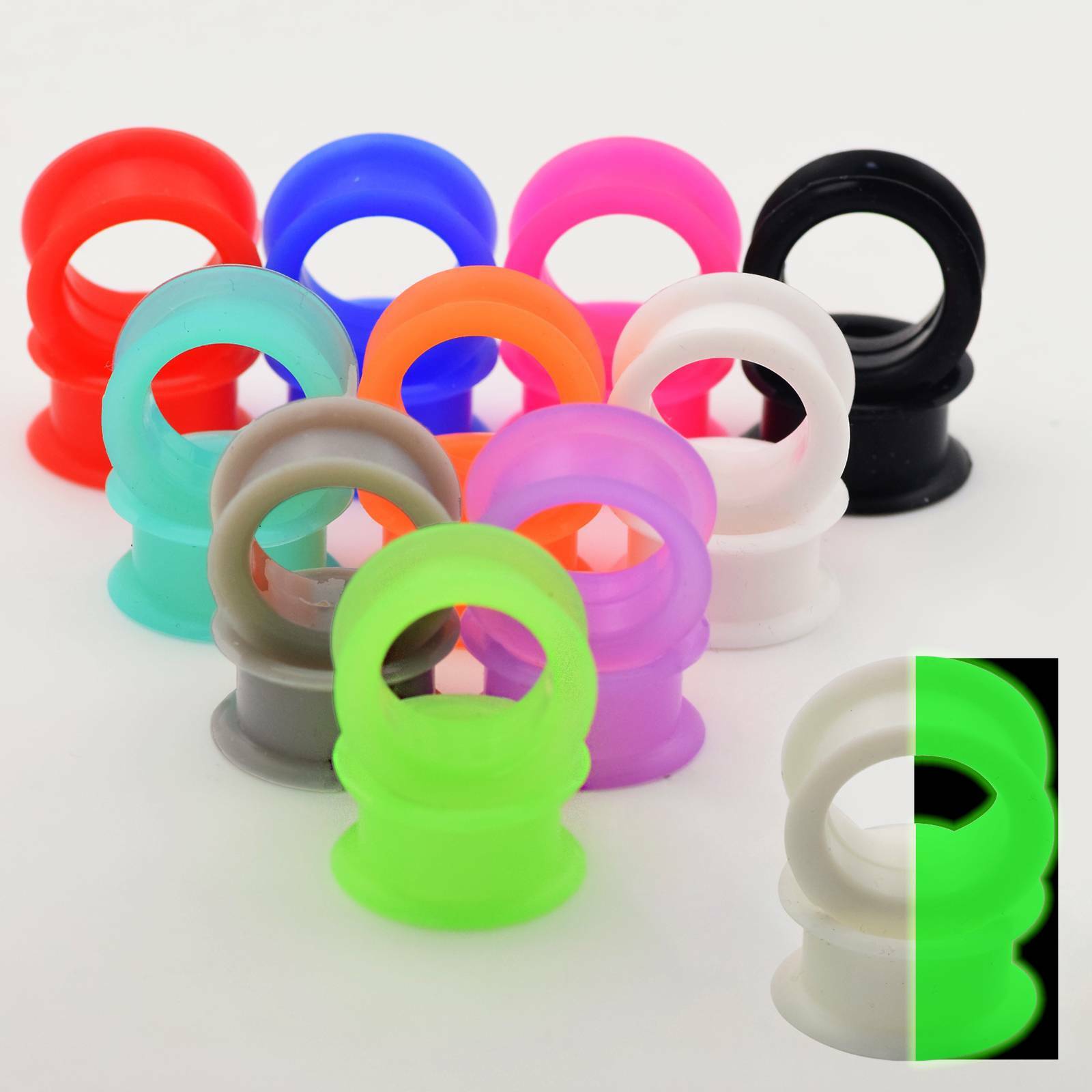 50Pcs Thick Silicone Ear Gauges Kit Soft Flesh Tunnels Ear Plugs Piercing 2g-1″