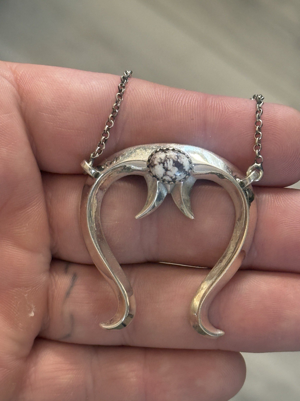 STERLING SILVER NATIVE AMERICAN SW WILD HORSE SOLID CAST NAJA NECKLACE ADJ .925
