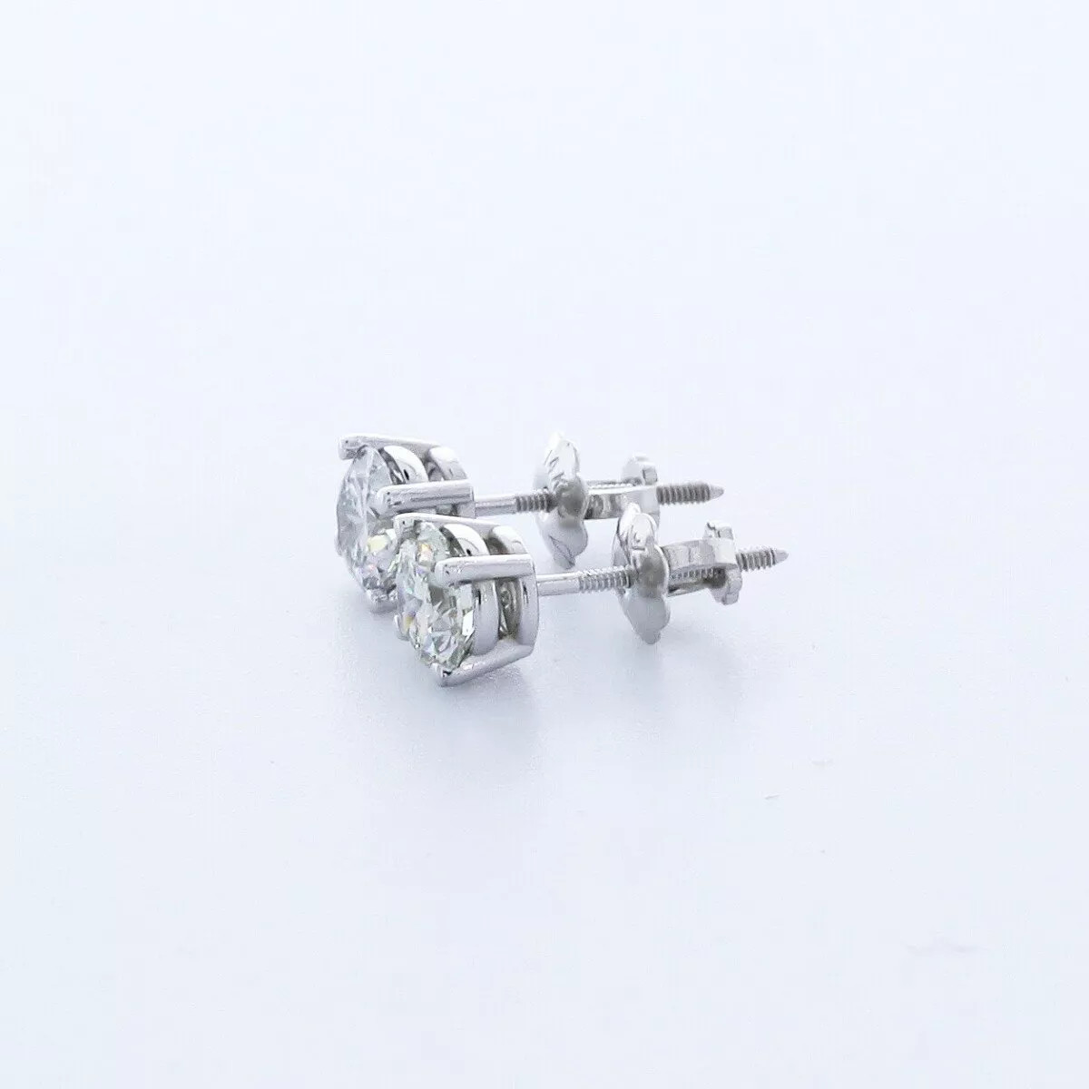 Solid 14K Yellow Gold Stud Earrings Classic 0.80 CT Round Natural Diamond G SI1