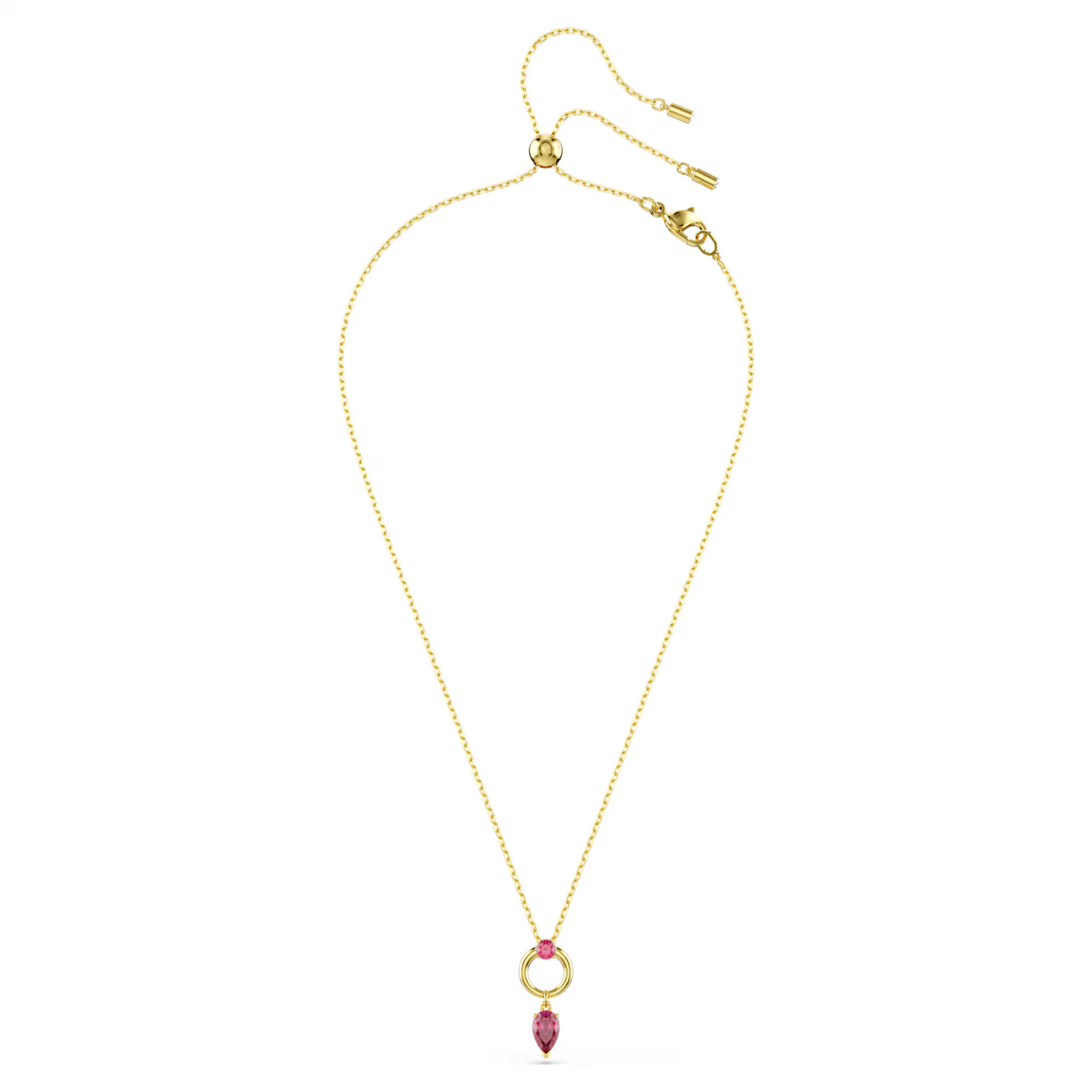 Red Gold Tone Plated Necklace Mixed Cuts Mesmera Pendant New