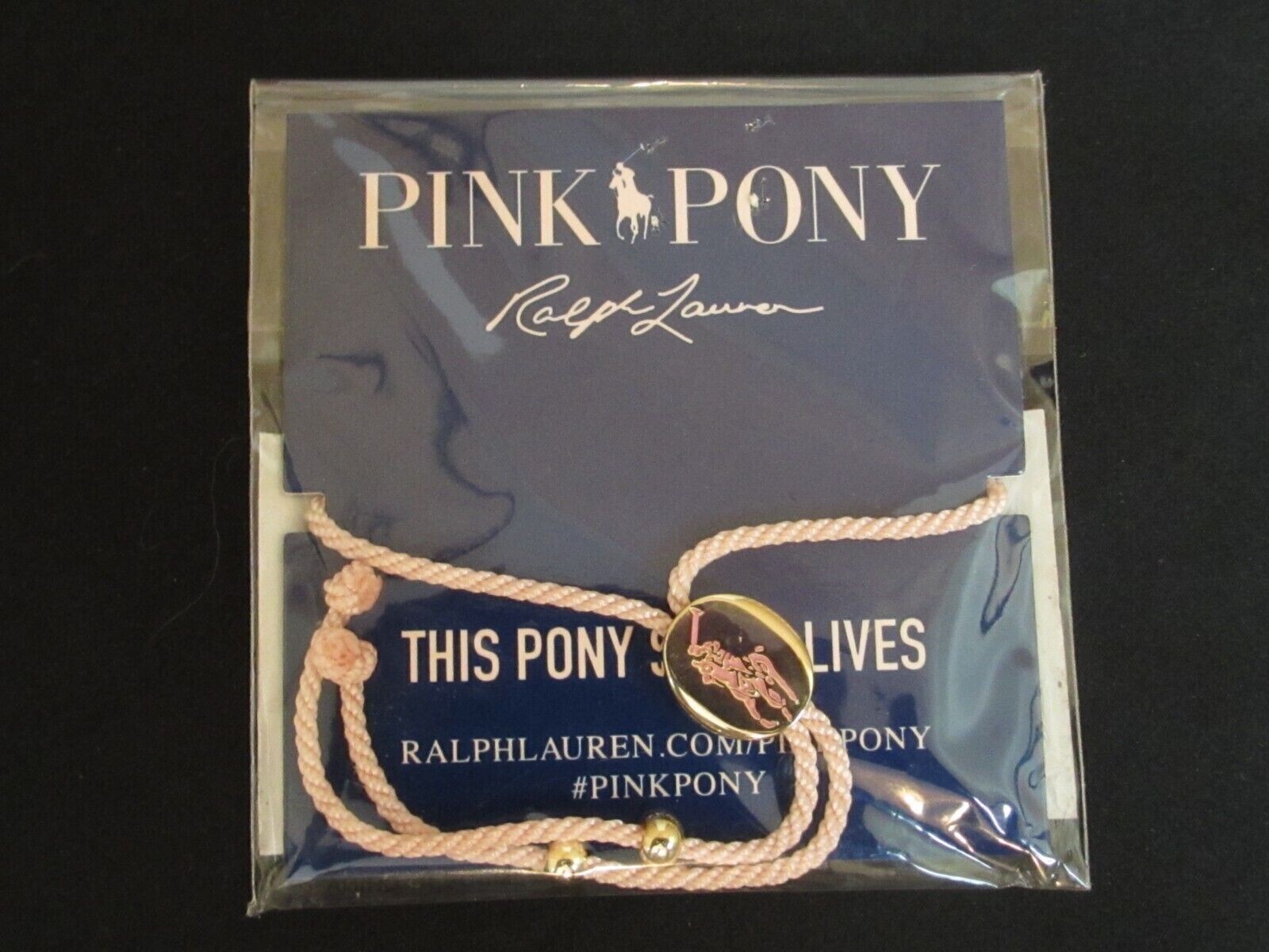 POLO RALPH LAUREN Pink Pony Charm Cancer Awareness Foundation Bracelet one size