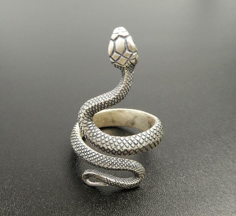 Handmade Sterling Silver Snake Wrap Ring Adjustable Women Men Great Details