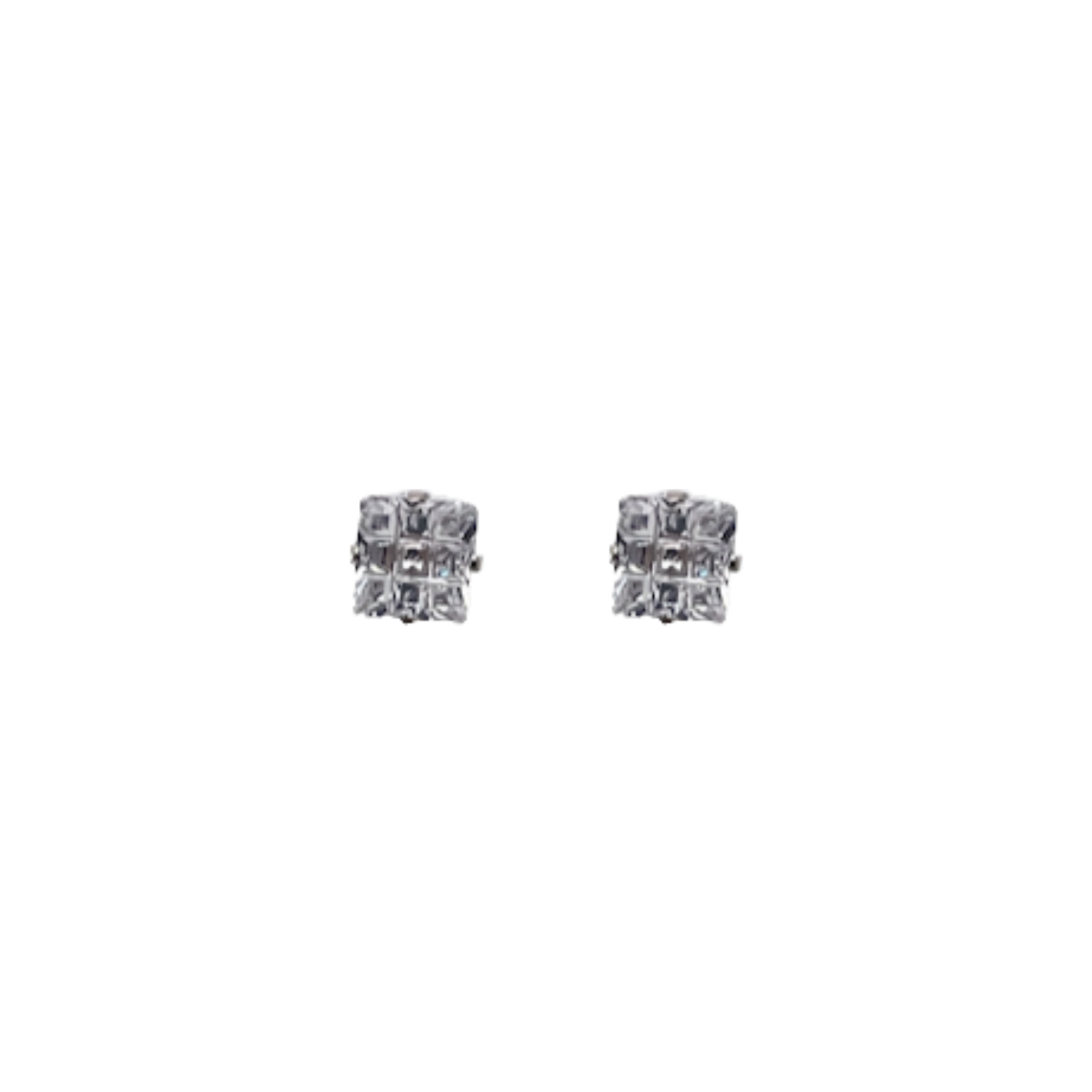 Brilliance Cluster Stud Earrings 925 Sliver Square Crystal Jewelry Free Shipping