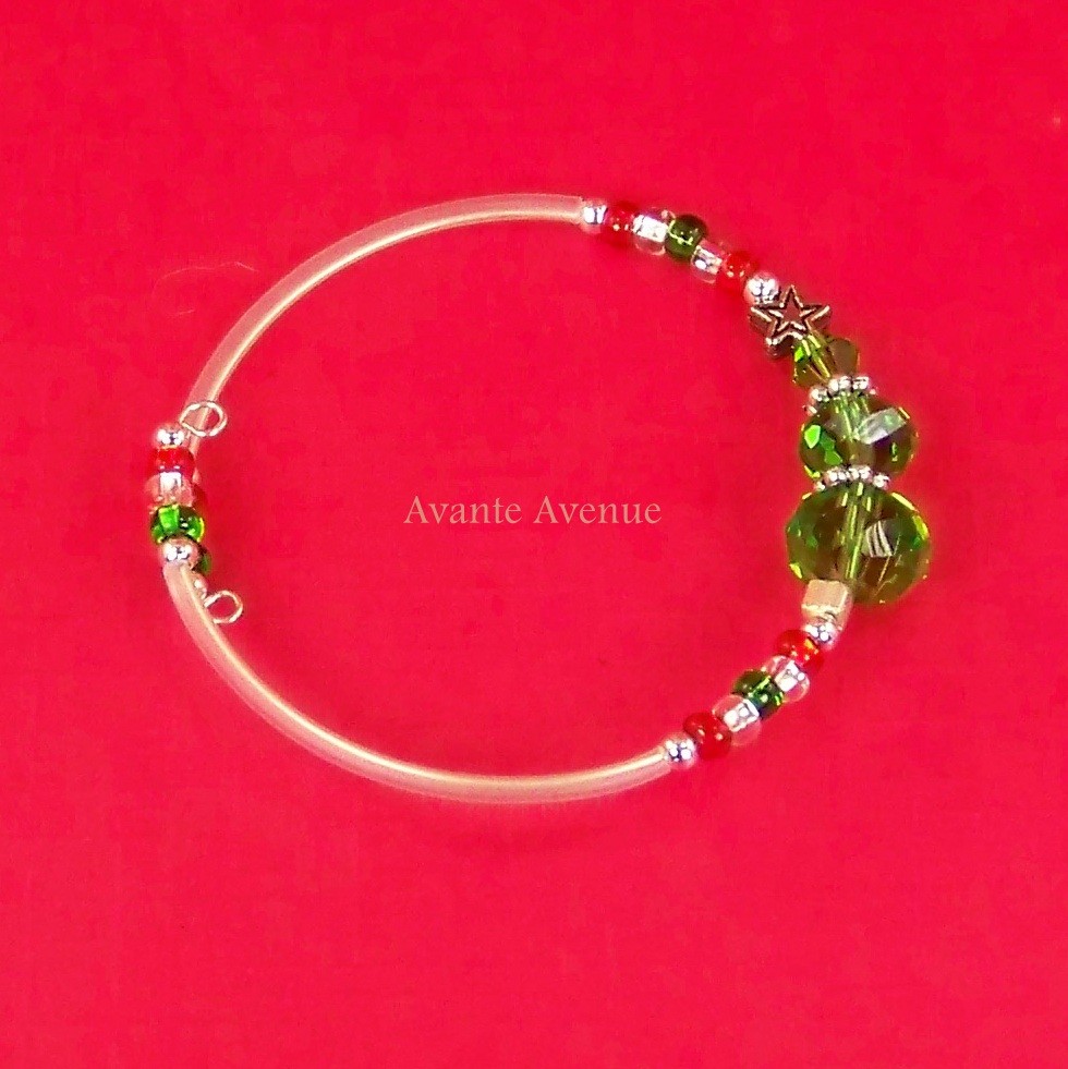 Christmas BRACELET Bangle 6.5-in to 7.5-in CHRISTMAS Tree CB Avante Avenue