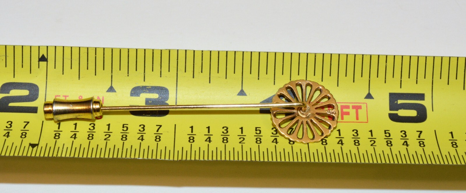 Solid 14k gold Sun or Flower 2″ 50mm stick pin 1.3 gram 13mm head