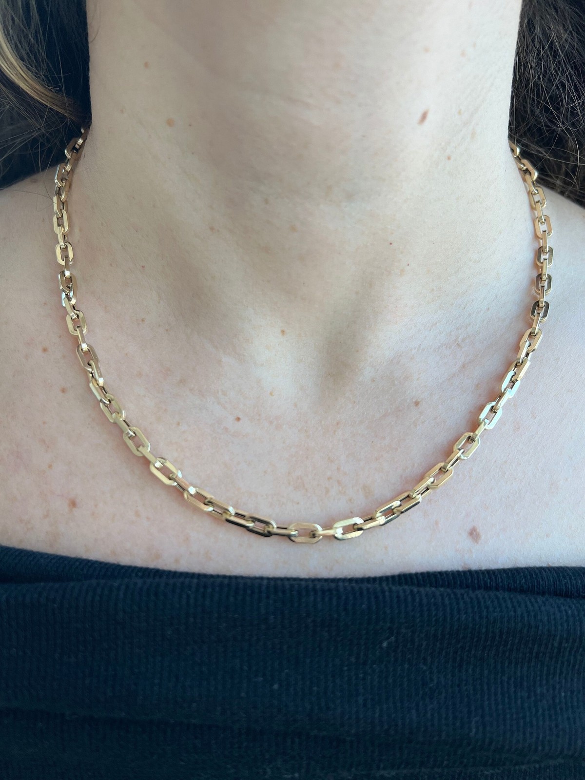 14K Yellow Gold 4.2mm Chunky Paperclip Chain Necklace, 18″, Real Gold