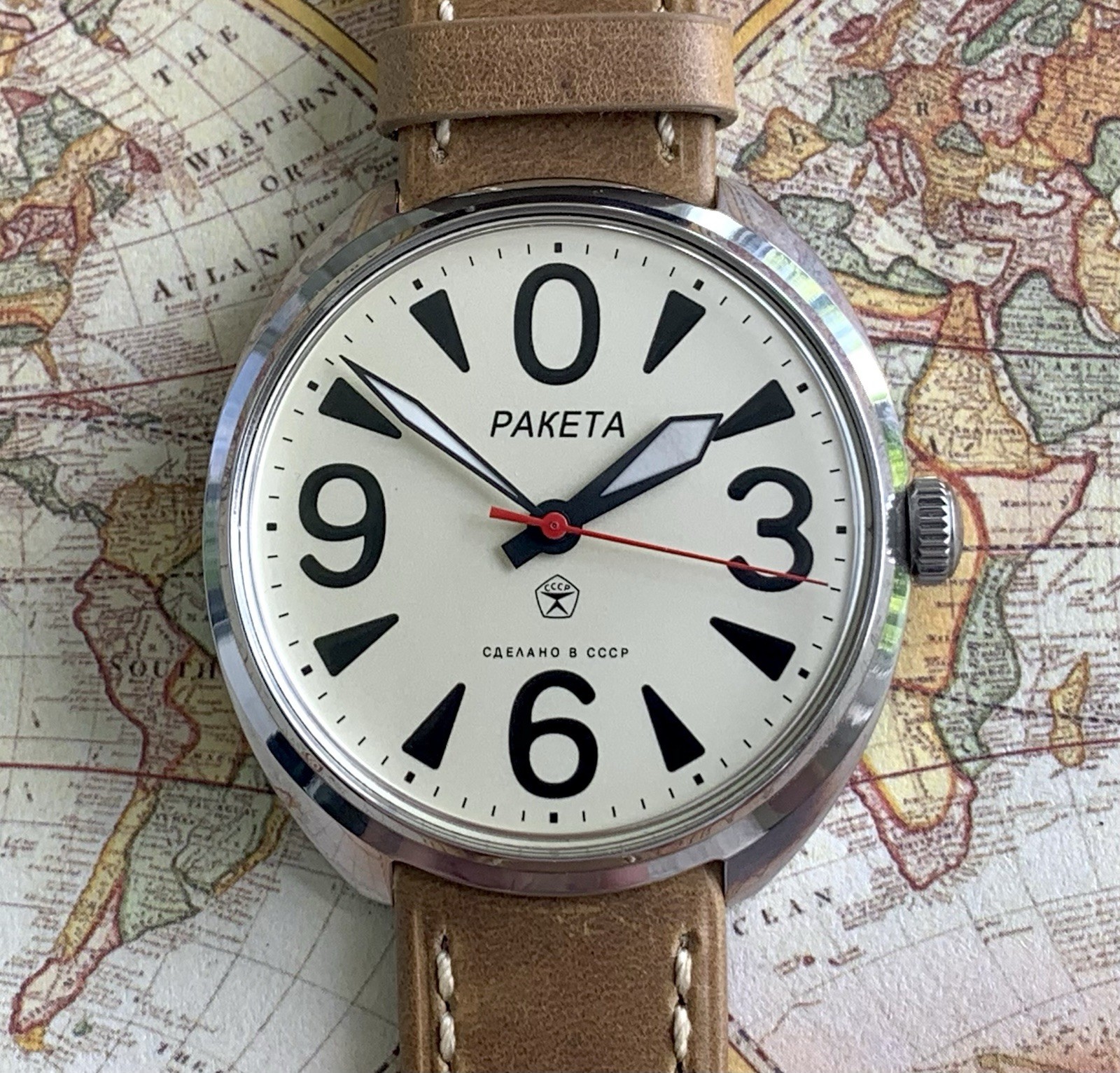 Raketa Big Zero Custom 39mm Steel Watch Serviced USSR Mechanical Movement.