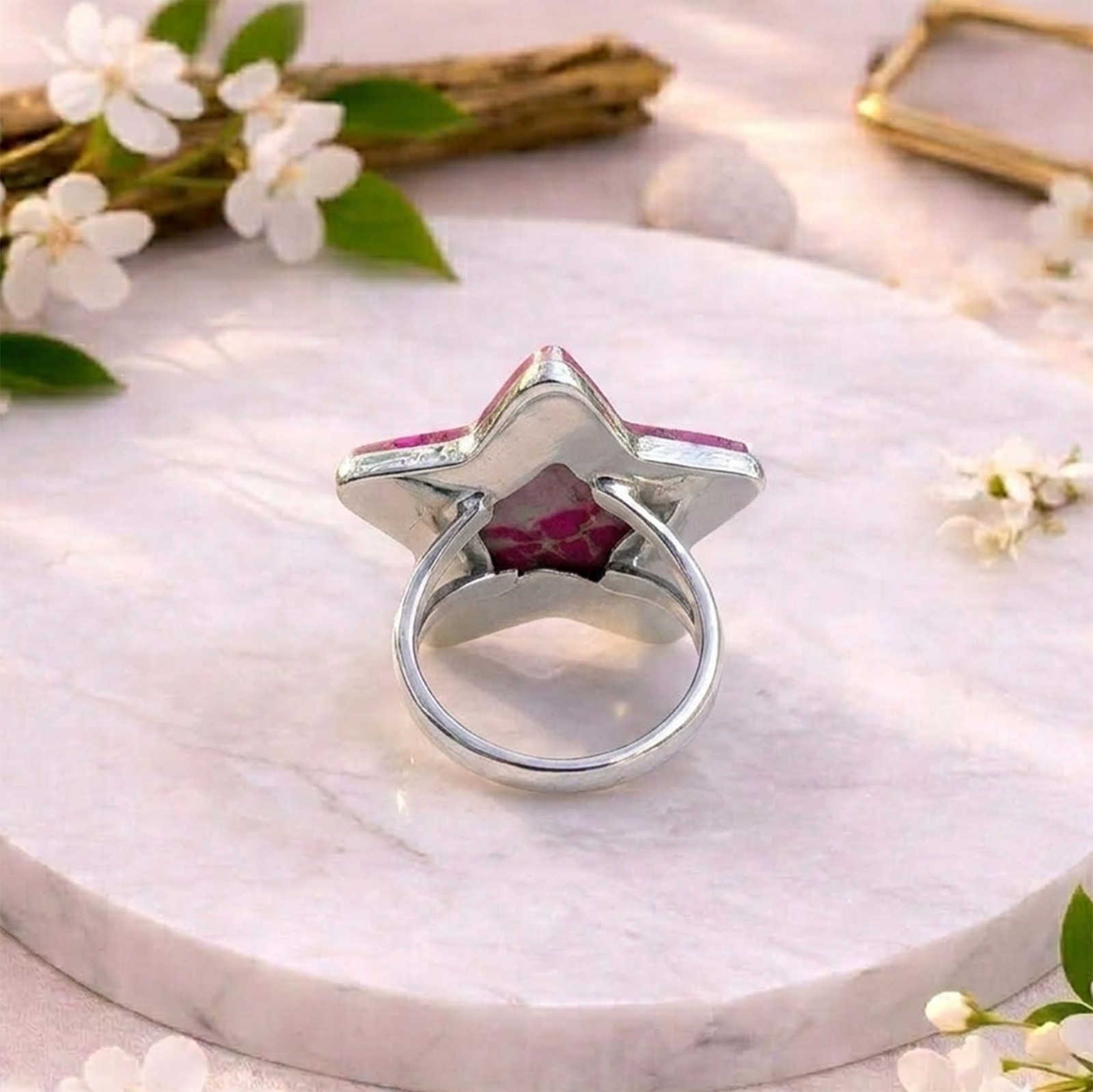 Cotton Candy Turquoise Star Ring Silver Boho Handmade Women’s Rings MR008