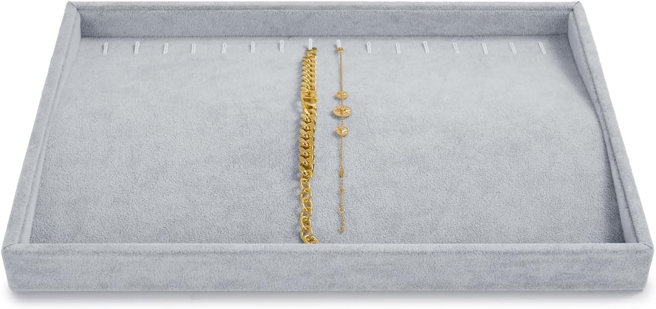 Velvet Flat Jewelry Trays Stackable Jewelry Drawer Organizer Holder Necklace