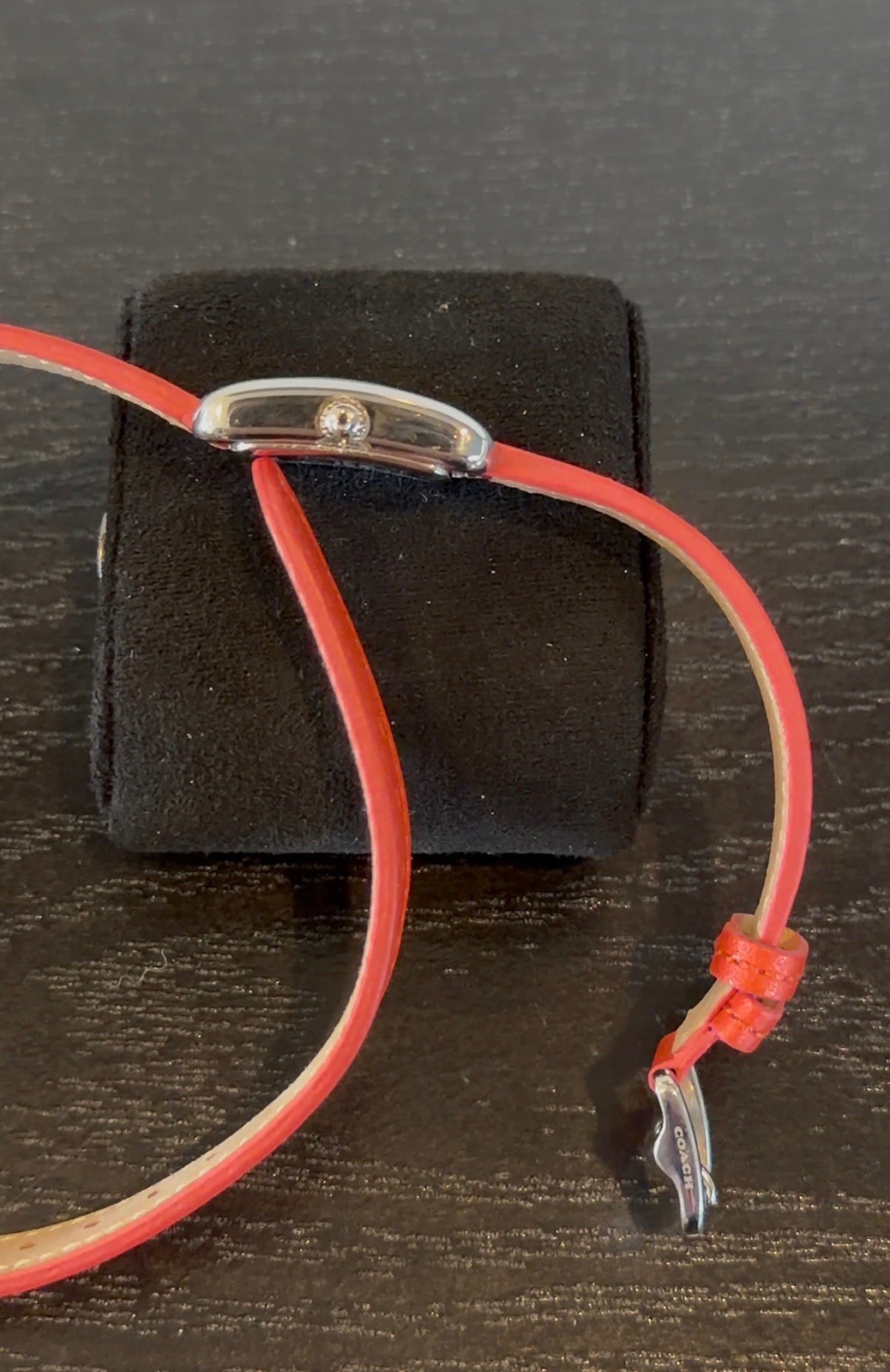 COACH Thompson White Dial Leather Red Watch 16” strap (Has New Battery)