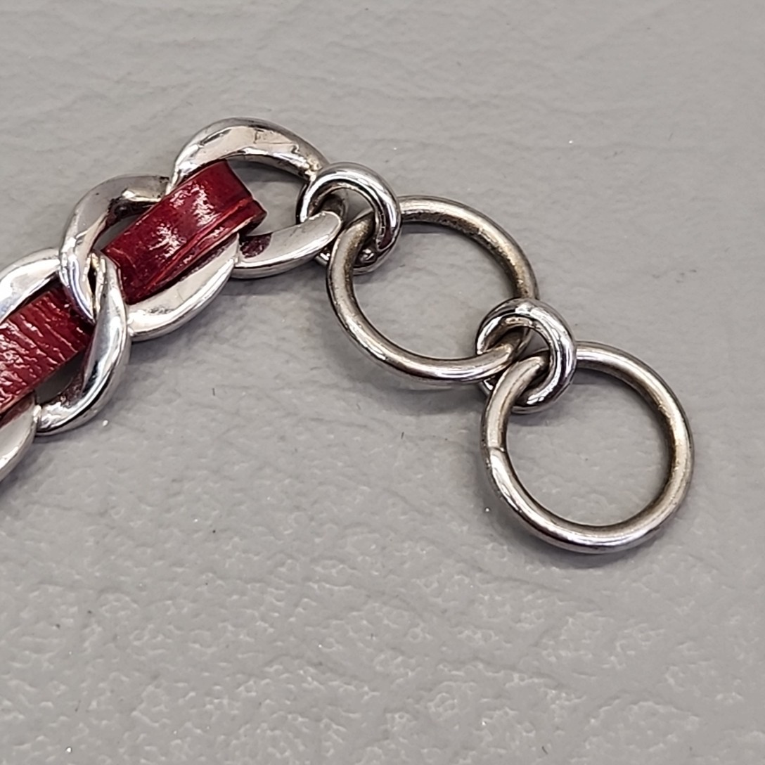 Ecclissi Bracelet Purse Charm Watch Red Faux Leather Silver Tone Chain 7″