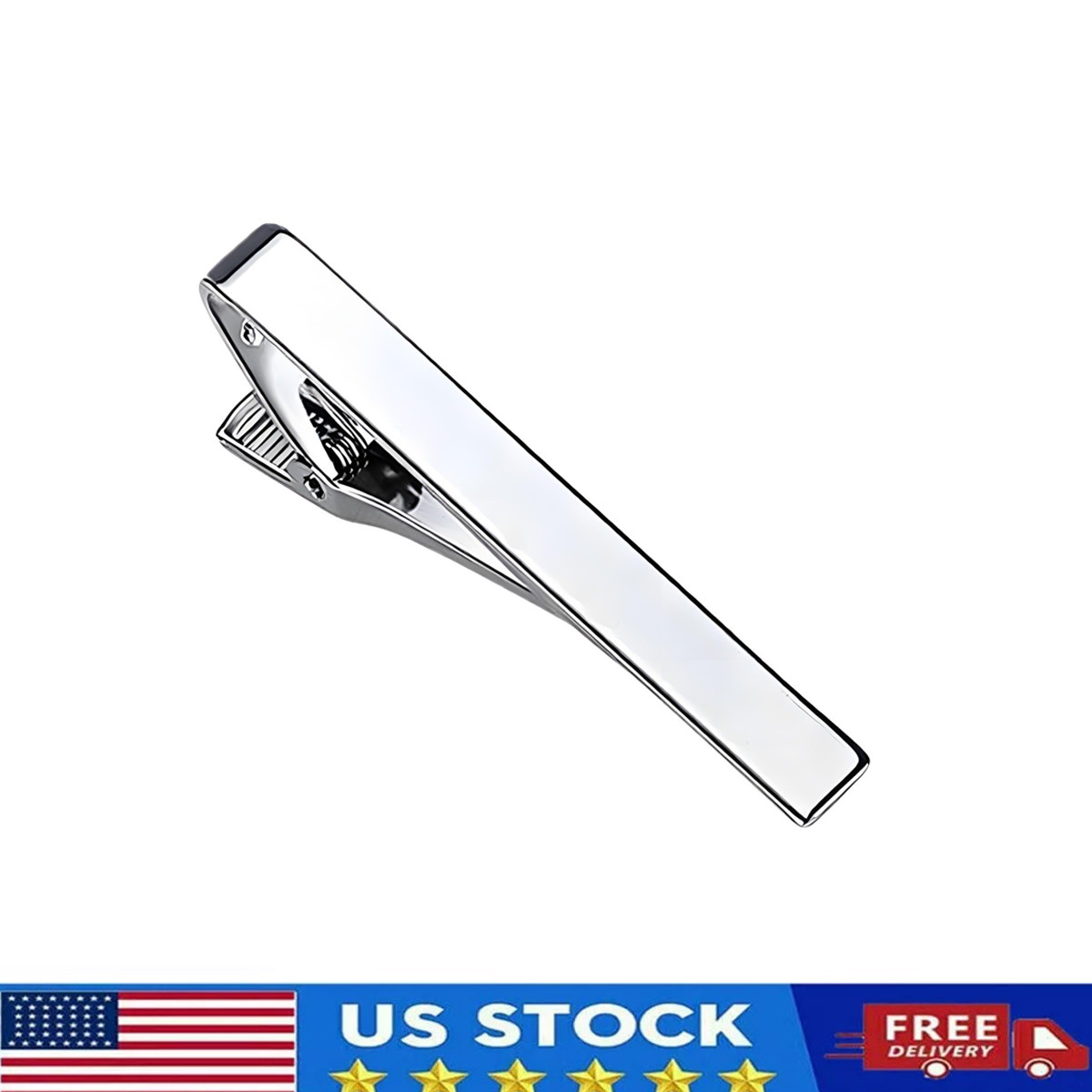 2.2″ Inches Mens Silver Stainless Steel Tie Clip Bar Necktie Silver Clasp Clamp