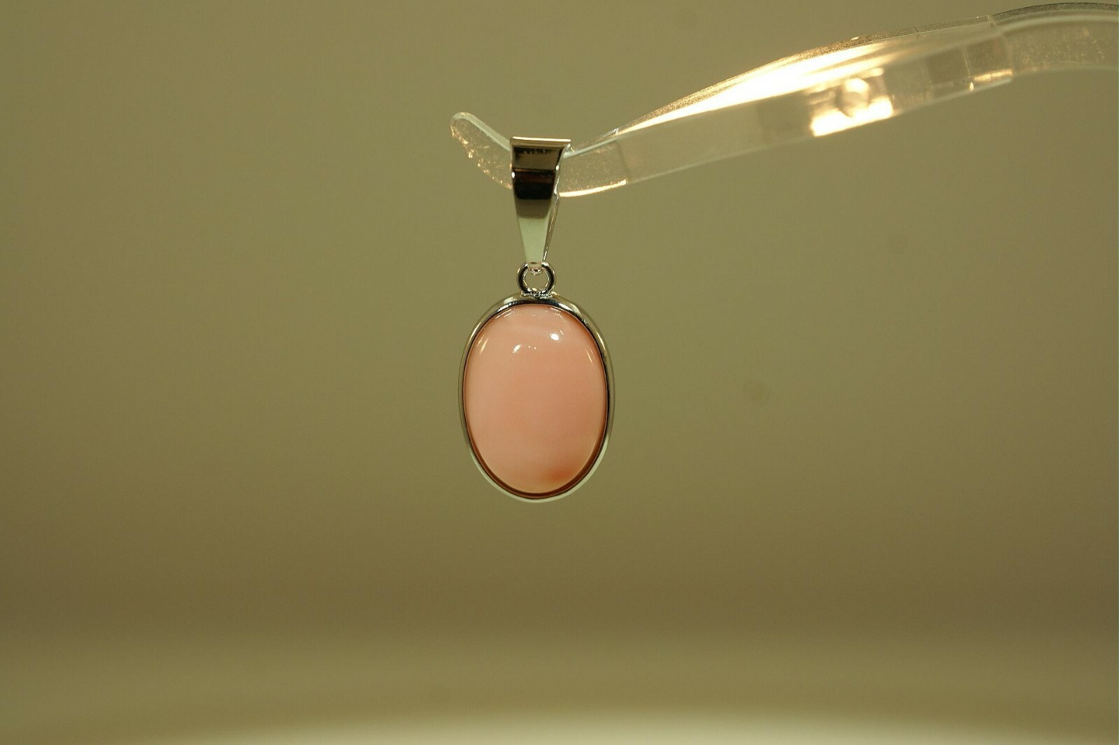 11.5MM SOLID 925 SILVER 10X14MM 4.0CTS GENUINE NATURAL OVAL PINK CORAL PENDANT
