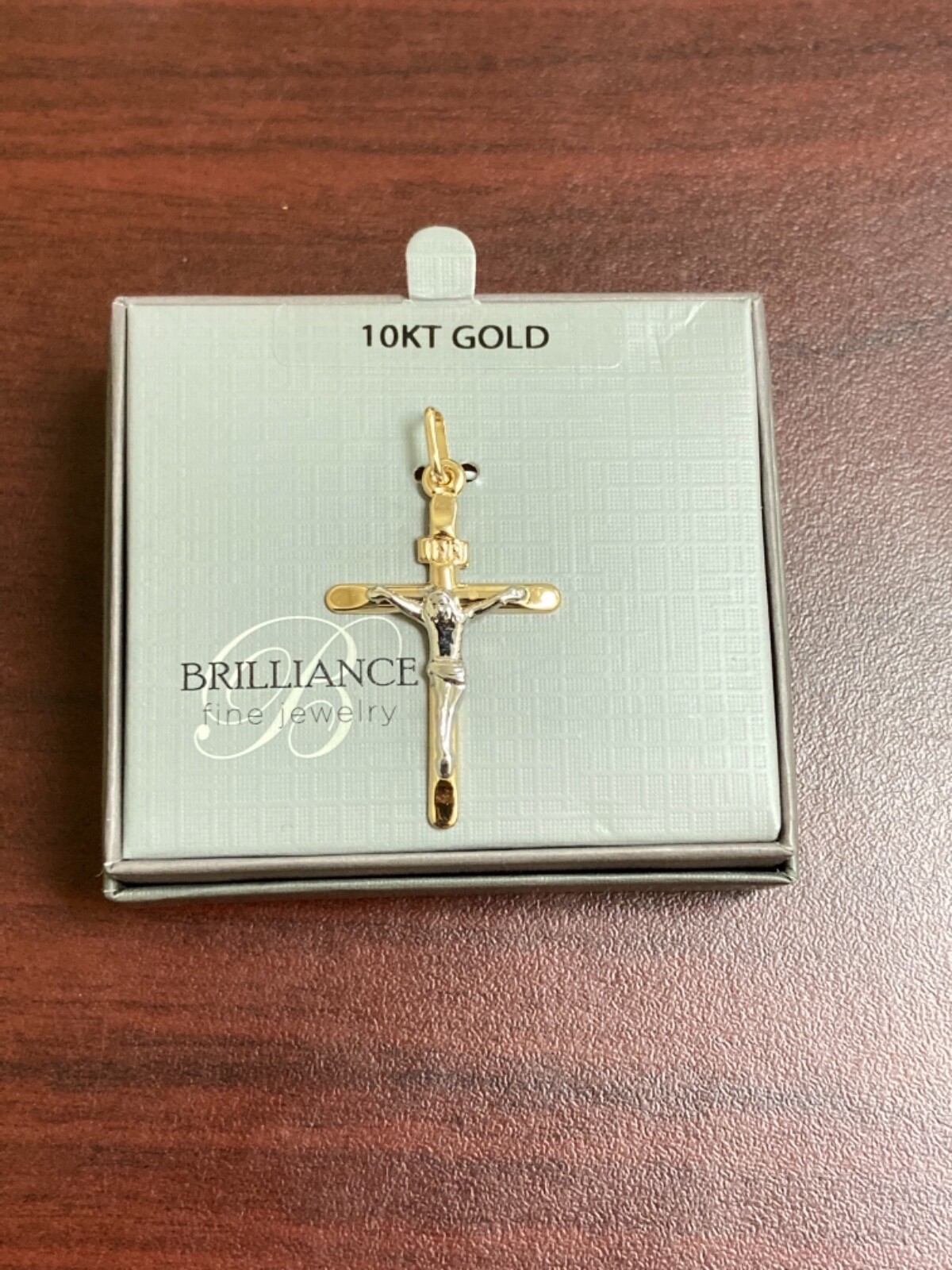 10K Yellow White Gold Solid INRI Crucifix Jesus Cross Pendant BRAND NEW USA