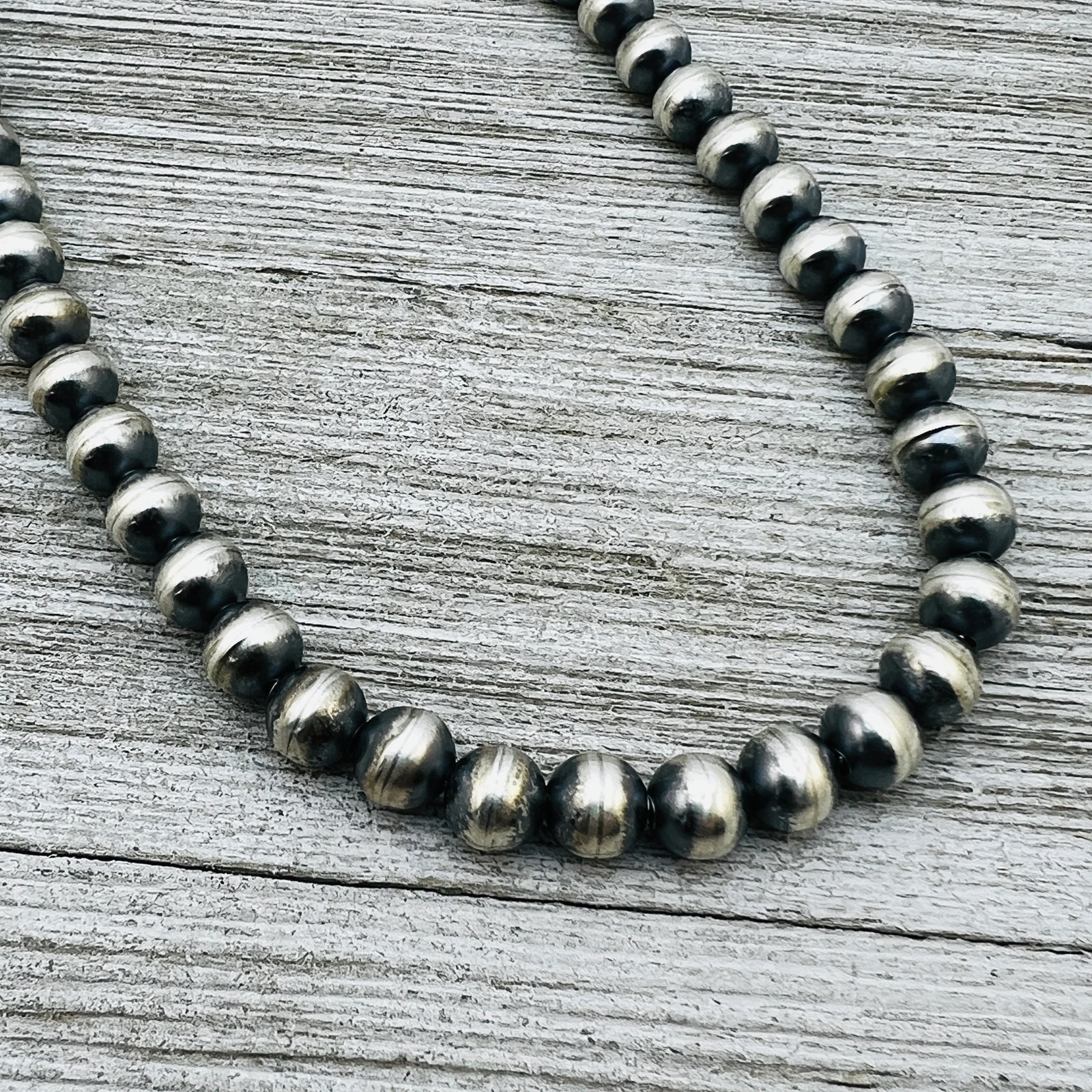 20″ Sterling silver handmade Navajo Pearl 7mm round Bead Necklace Dorinda Maria