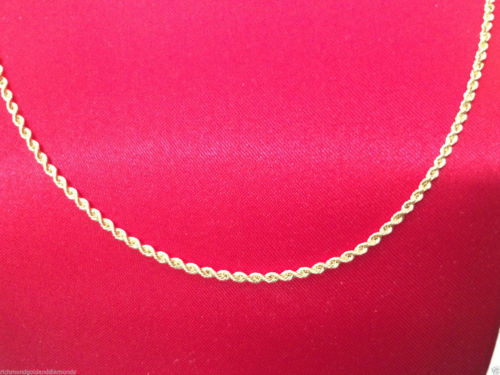 14k Yellow Gold Necklace Rope Chain 1.5mm 2mm 3mm 4mm 5mm Mens Womens