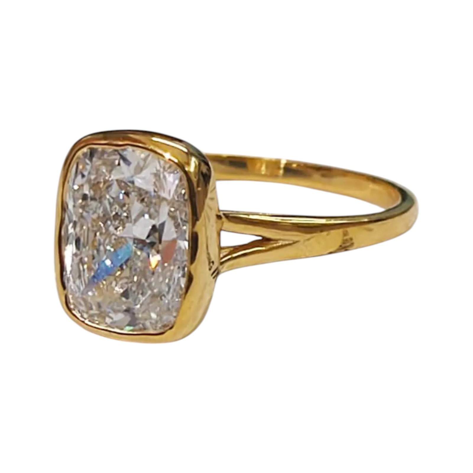 14k Yellow Diamond Engagement Solitaire Ring 3.00 CT Cushion Cut IGI Lab Created