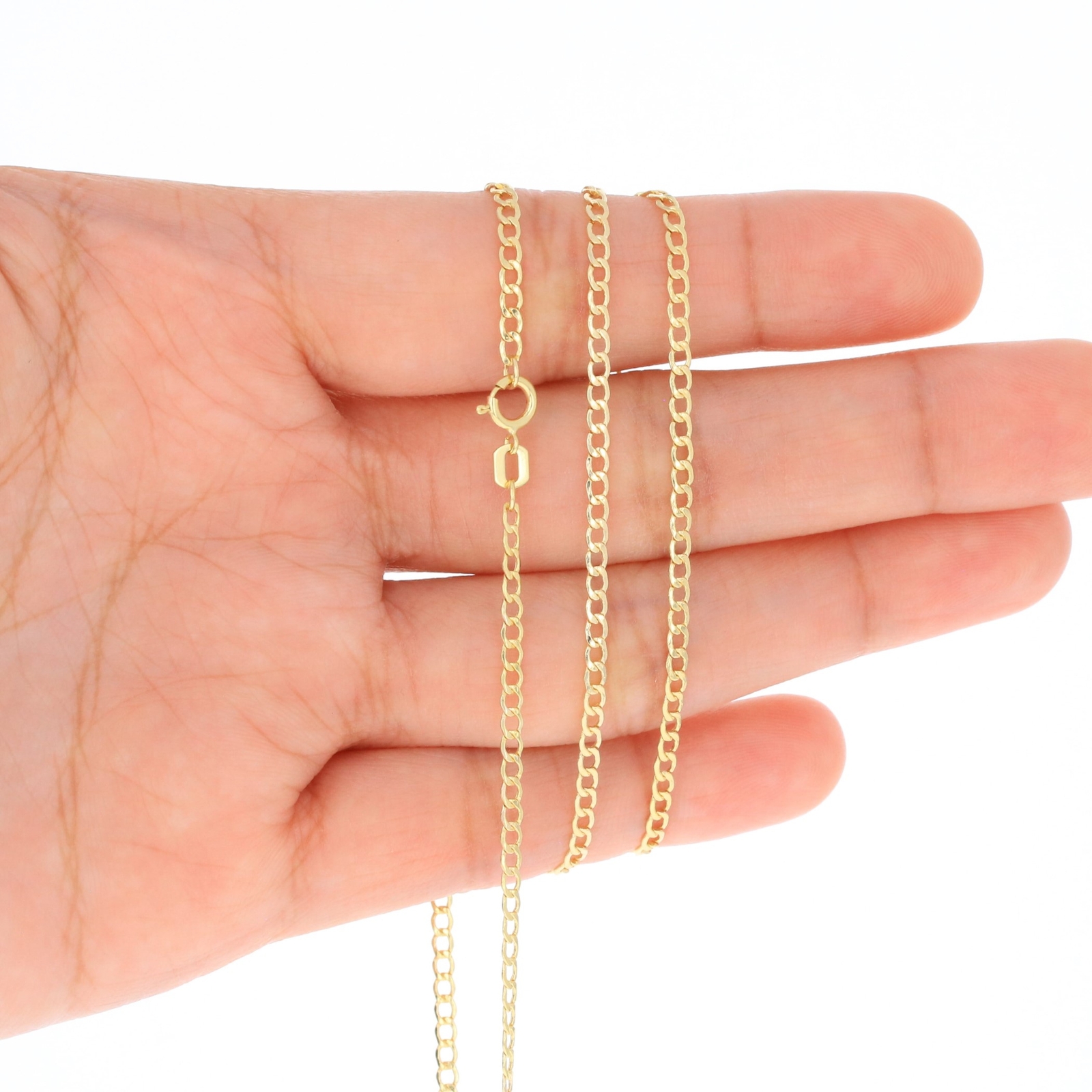 10K Yellow Gold 2mm-7.5mm Curb Cuban Chain Link Necklace or Bracelet 7″-30″
