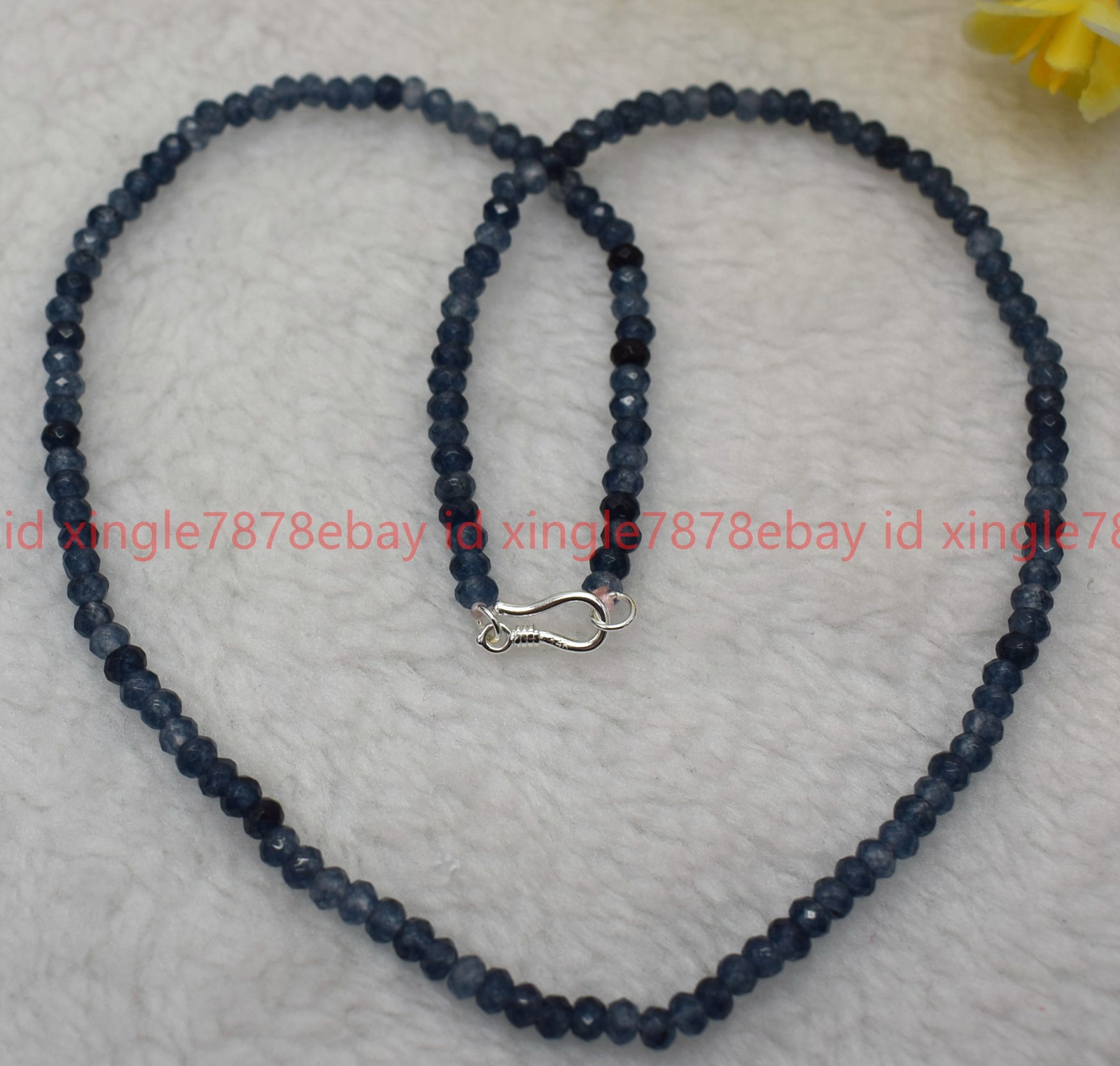 Natural 2x4mm Faceted Blue Apatite Rondelle Gemstone Beaded Necklace 16-28in