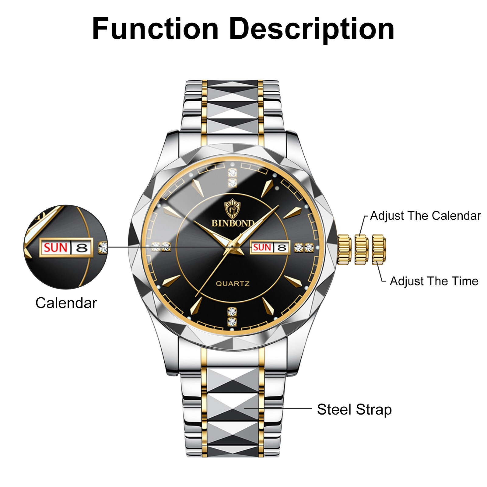 Luminous Men Watch Stainless Steel Quartz Waterproof Classic Business Wristwatch