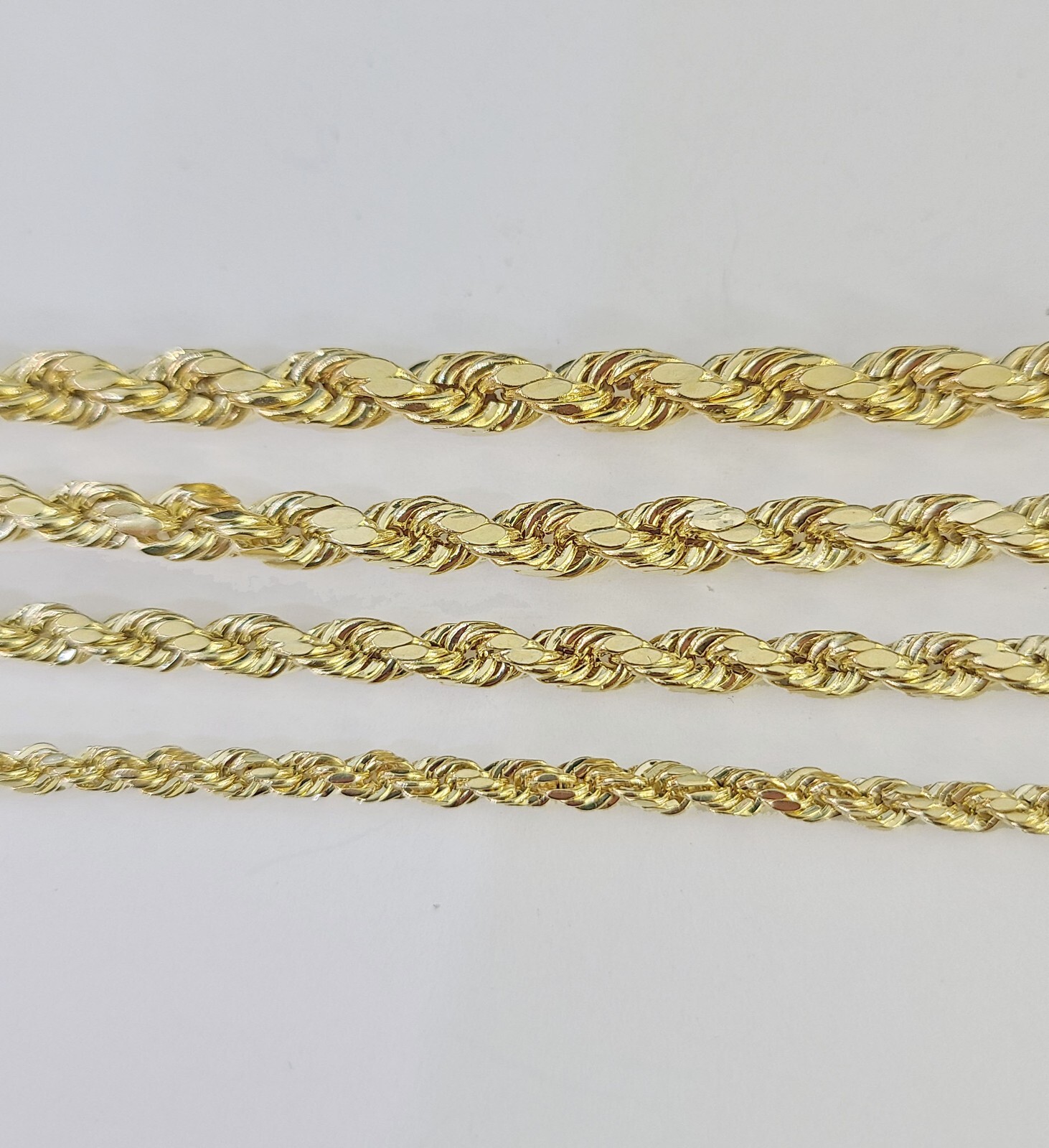 Solid 14K Yellow Gold Rope Chain Necklace Men Women 3mm–6mm 18–30 Inch Real Gold