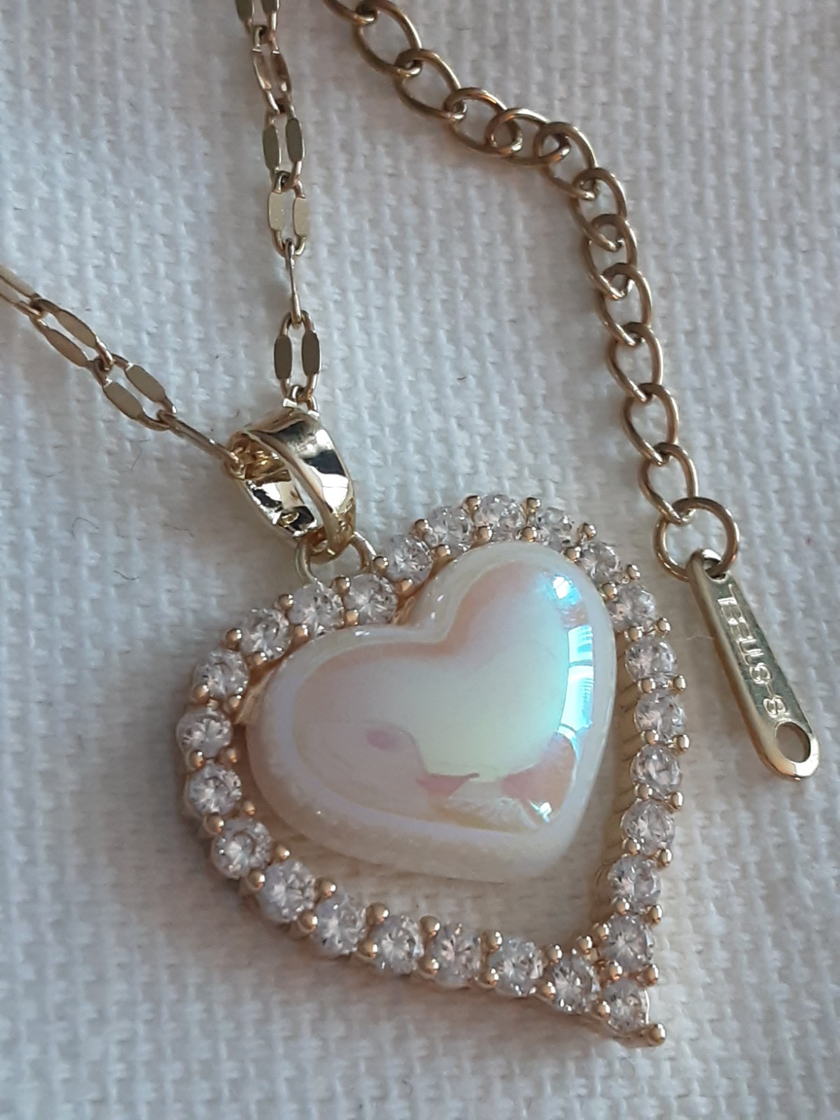 S Steel necklace hearts / Crystal’s gold Pearls stamped