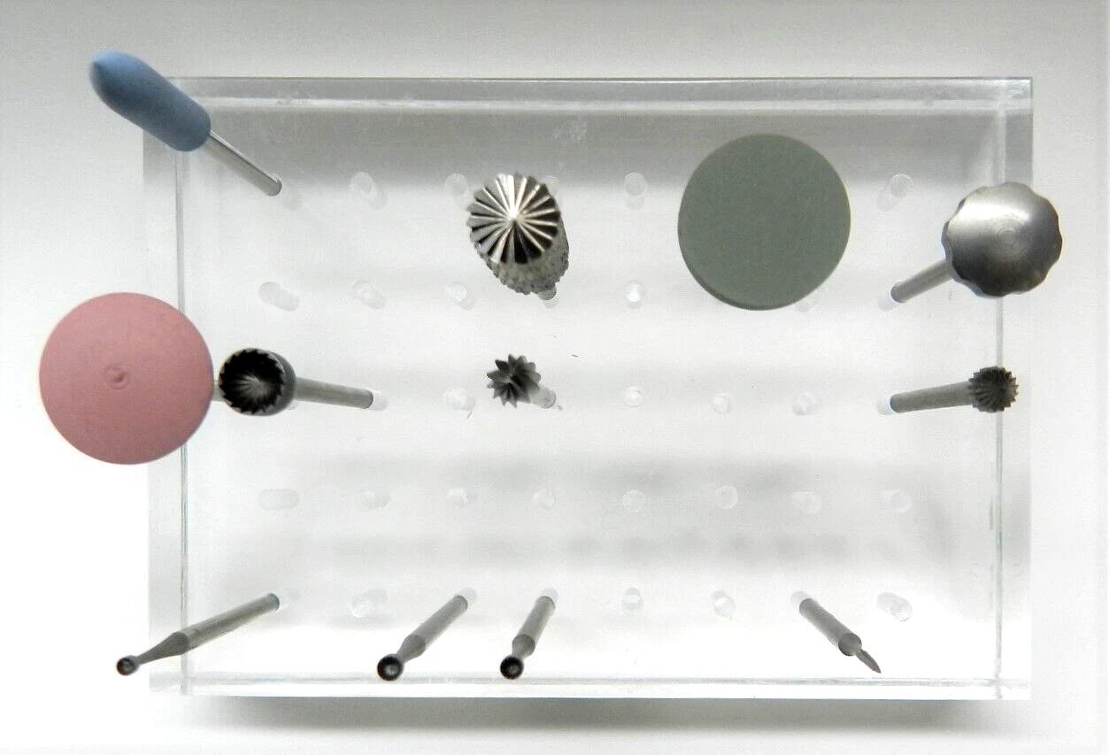 Bur Holder 4-1/4″ x 3 Plastic 40 Hole Jewelers Burs with Shanks 3/32″ Organizer