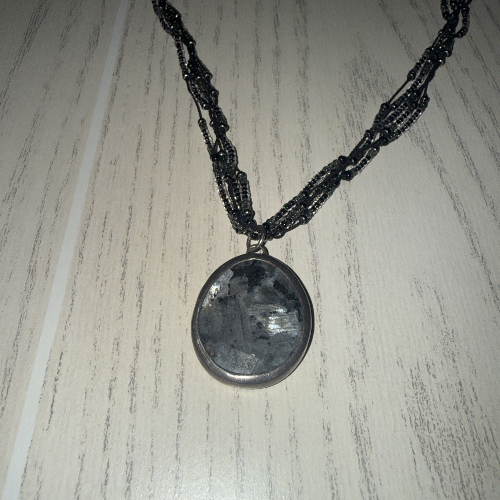SILPADA Sterling Silver Feldspar STORMY NIGHT Multi Strand Silk Necklace N1895