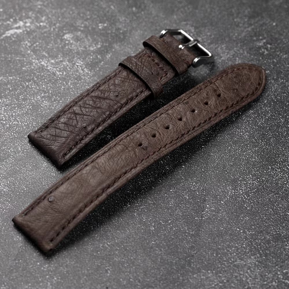 Black Brown Ostrich Leather Watch Strap 18mm 19mm 20mm 21mm 22mm