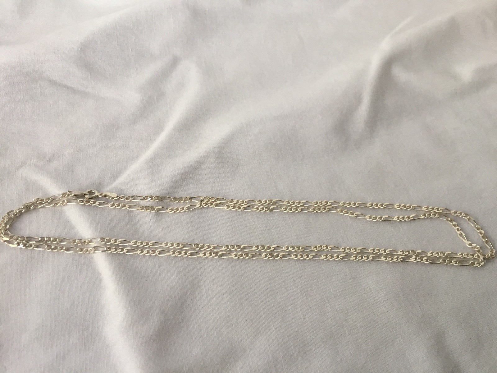 925 Sterling Silver Figaro Chain Necklace 29″ Long Stamped (Weight 9 grams)