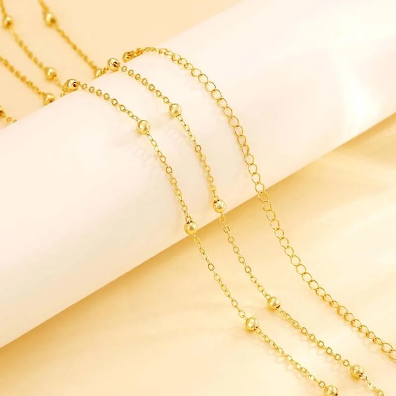 Double Layer Beaded Waist Chain Gold Body Chain Bikini Jewelry for Women