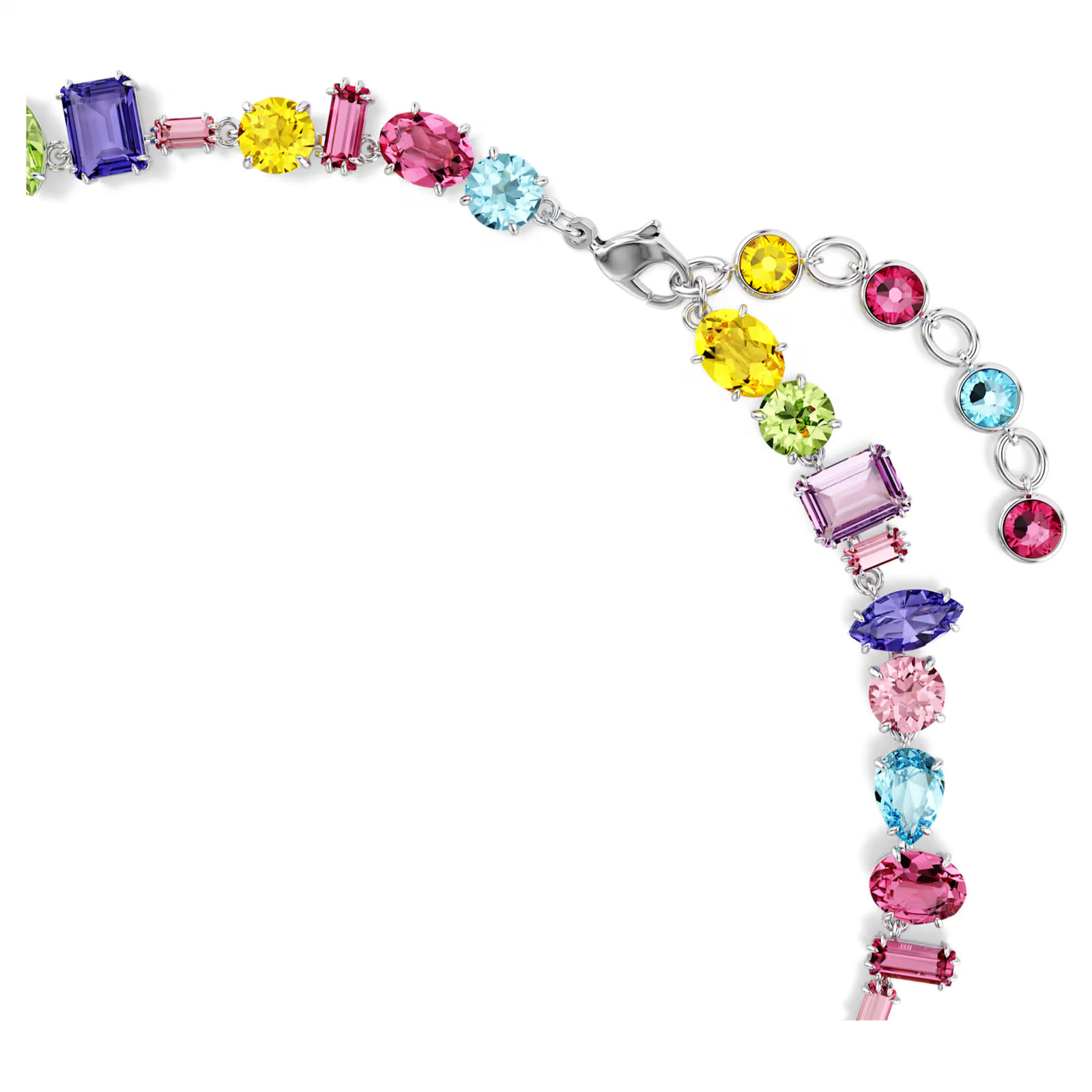 Gema Multicolored Rhodium Plated Necklace Mixed Cuts New