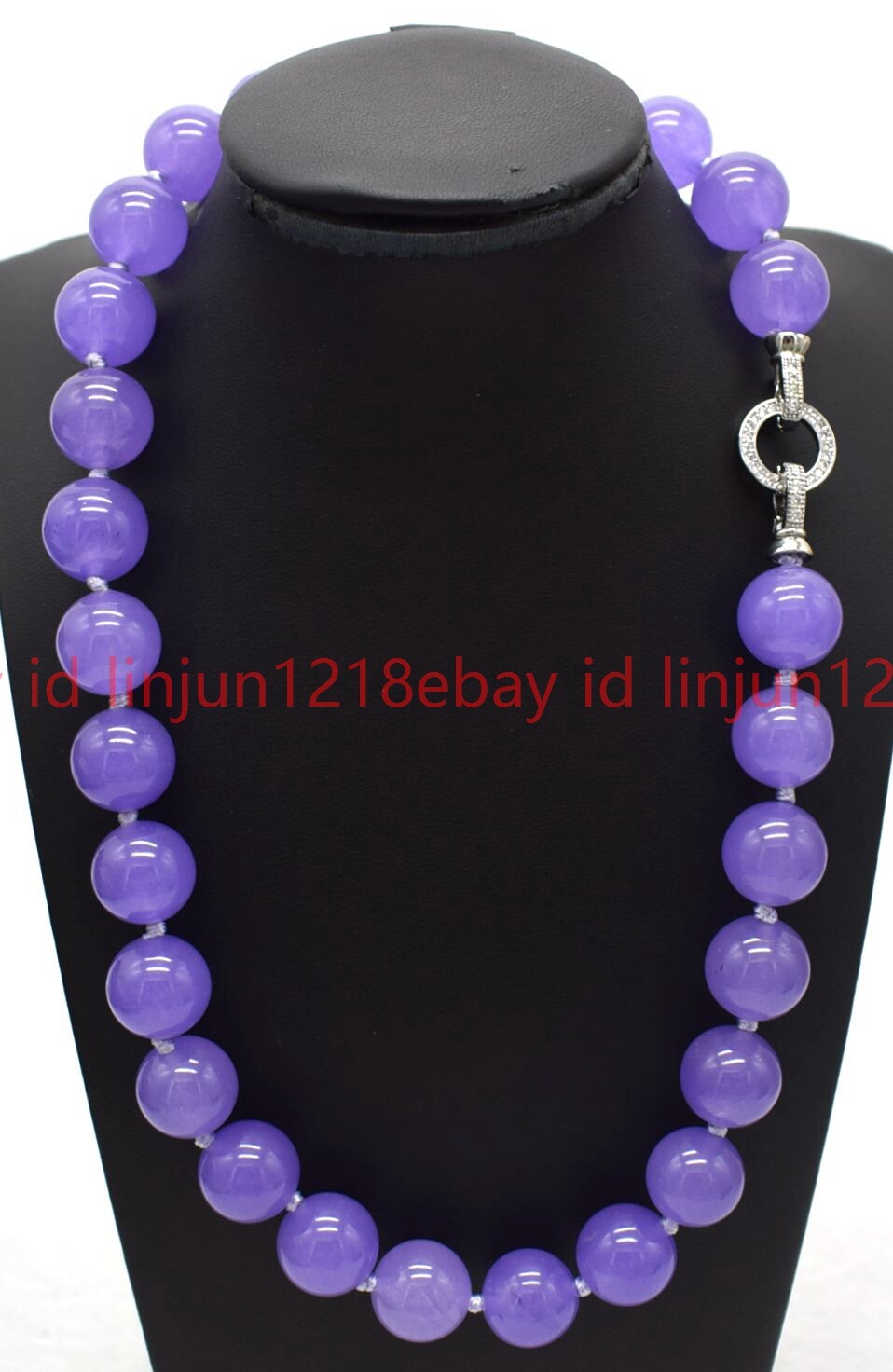 Natural 8/10/12mm Lavender Purple Jade Round Gemstone Beaded Necklace 16-28in