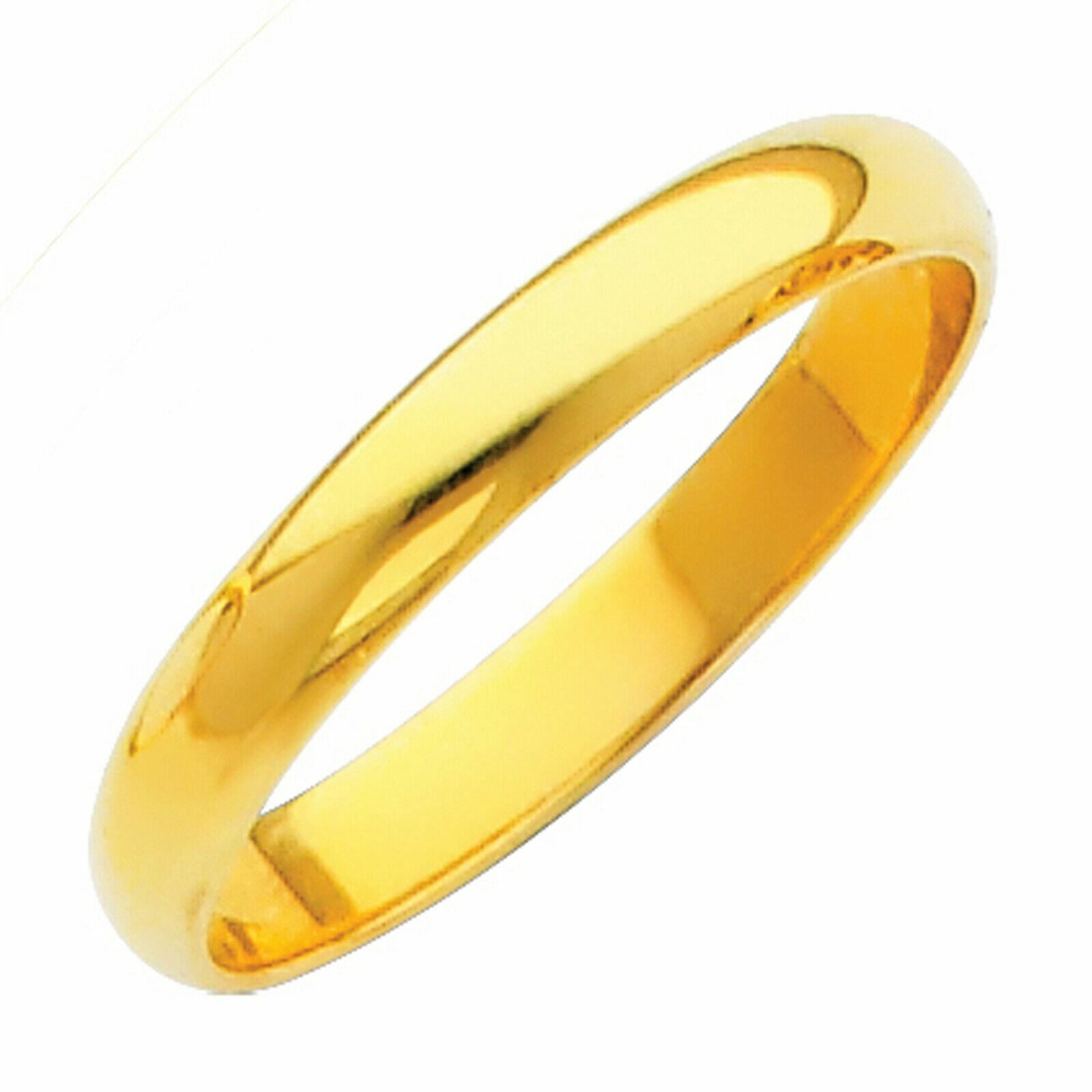 Solid 14K Yellow Gold 2mm 3mm 4mm 5mm 6mm Comfort Fit MenWomen Wedding Band Ring