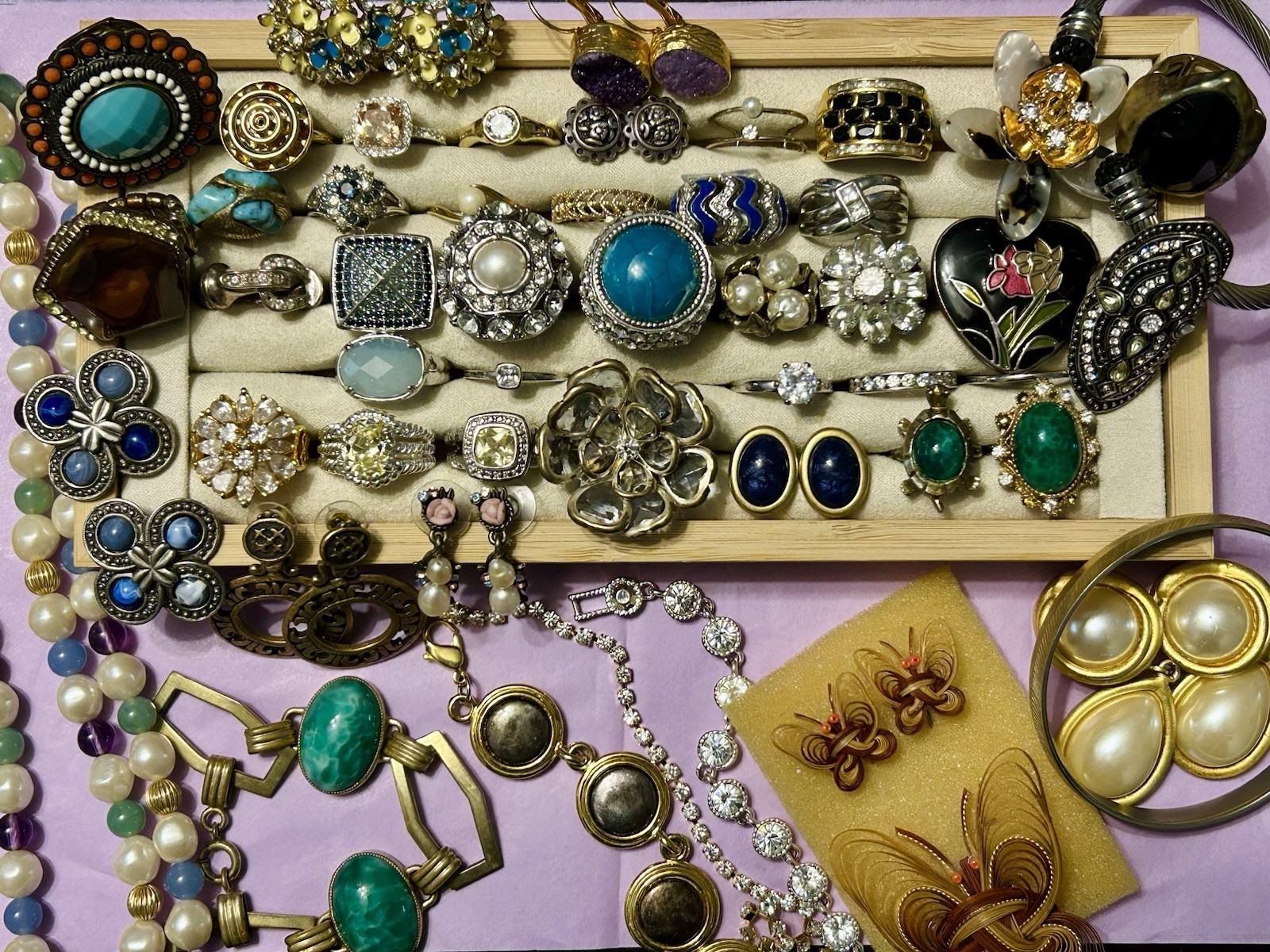 50 Piece Vintage & Modern Jewelry Lot – Some Signed/Sterling Silver – Fun Mix!