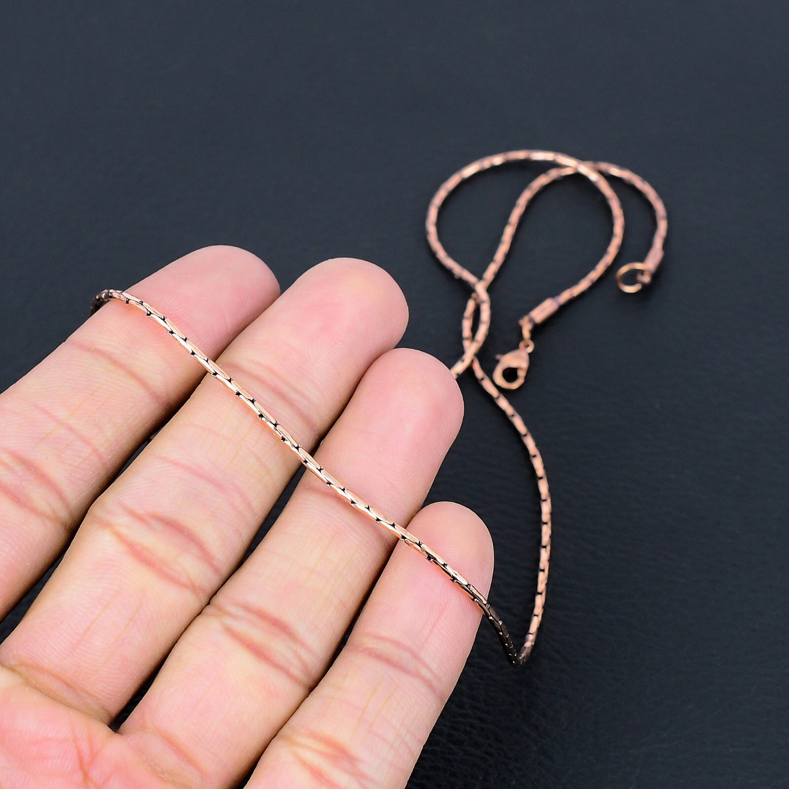 Pure Copper Bead Chain 100% Oxidized Handmade Necklace Gift For Jewelry RJ-009