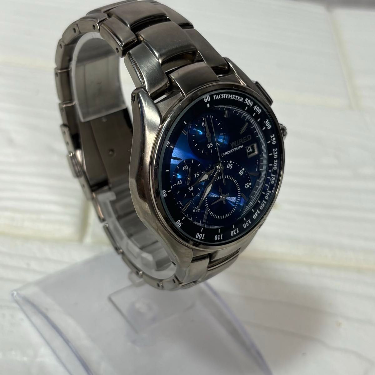 Seiko Wired 7T92-0ER0 Titanium Chronograph Blue Watch