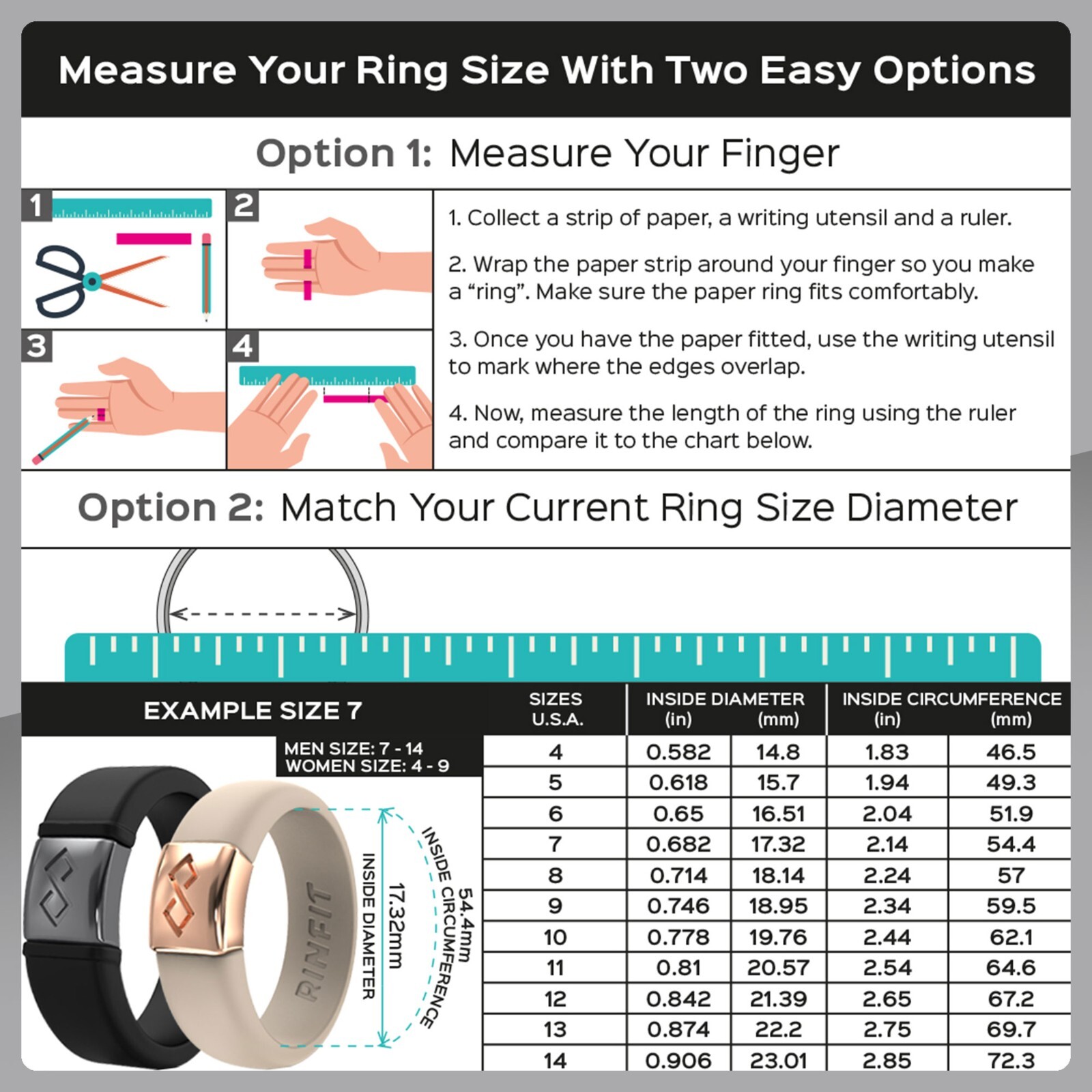 Rinfit Infinity&Metal Silicone Rings for Men. Soft & Comfortable Wedding Band